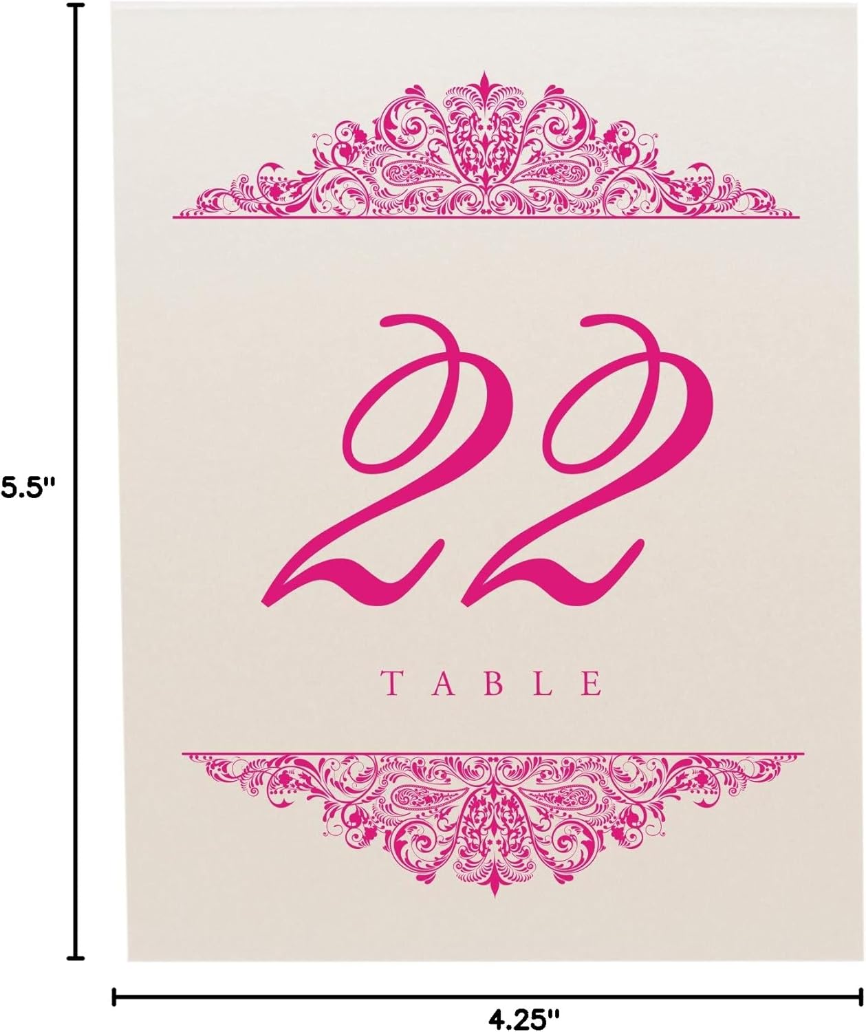 Paisley Wedding Table Numbers (Select Color/Quantity), Champagne, Fuschia, 1-200, Double Sided, Tent or Use in a Stand, Great for Parties & Restaurants - Made in the USA