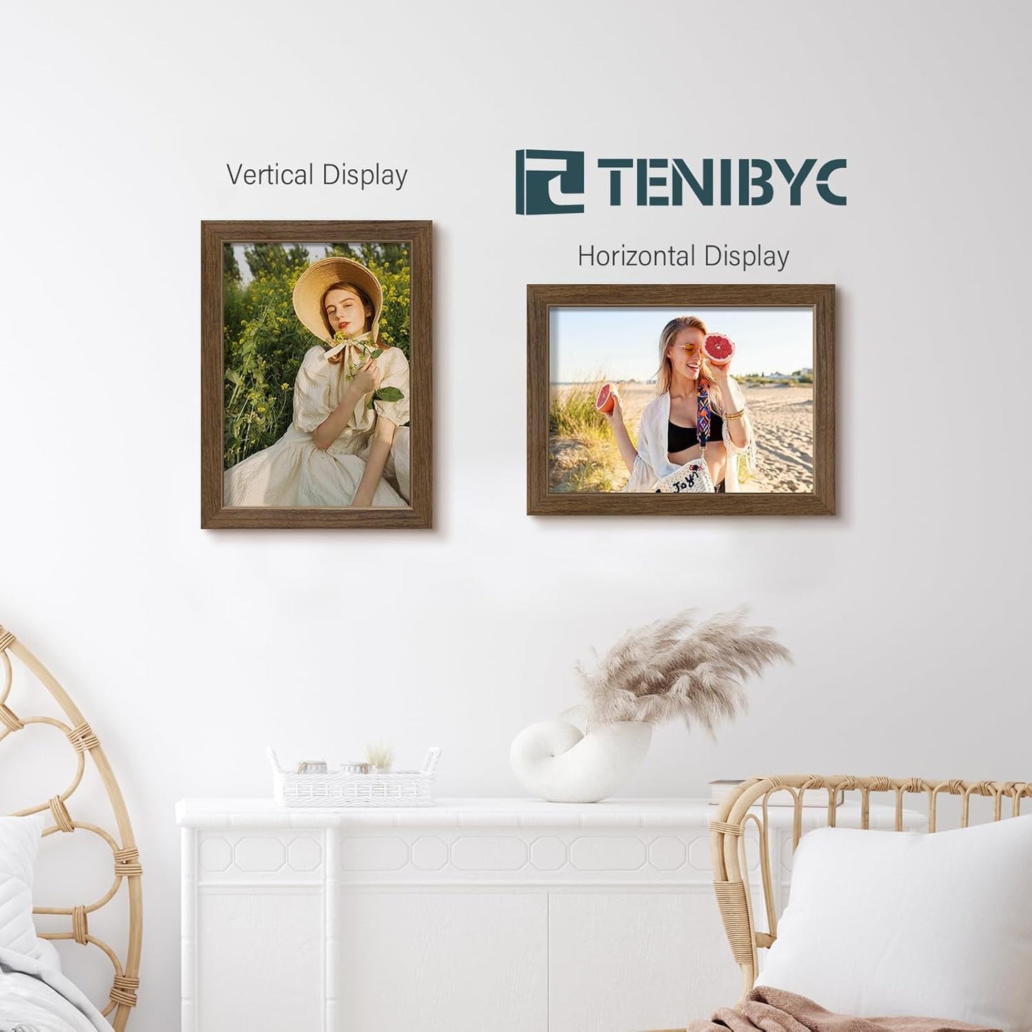 12x16 Picture Frame 3 pk, Brown Woodgrain, HD Tempered Glass, Wall Gallery Frame