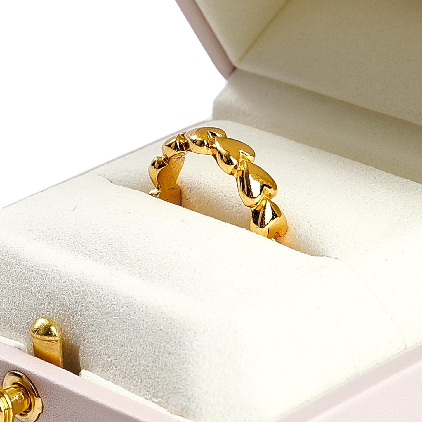 Oirlv Luxury Leather Ring Box for Jewelry Gift Octagon Women Ring Holder for Wedding Day, Proposal, Engagement, Anniversary(Pink,Single)