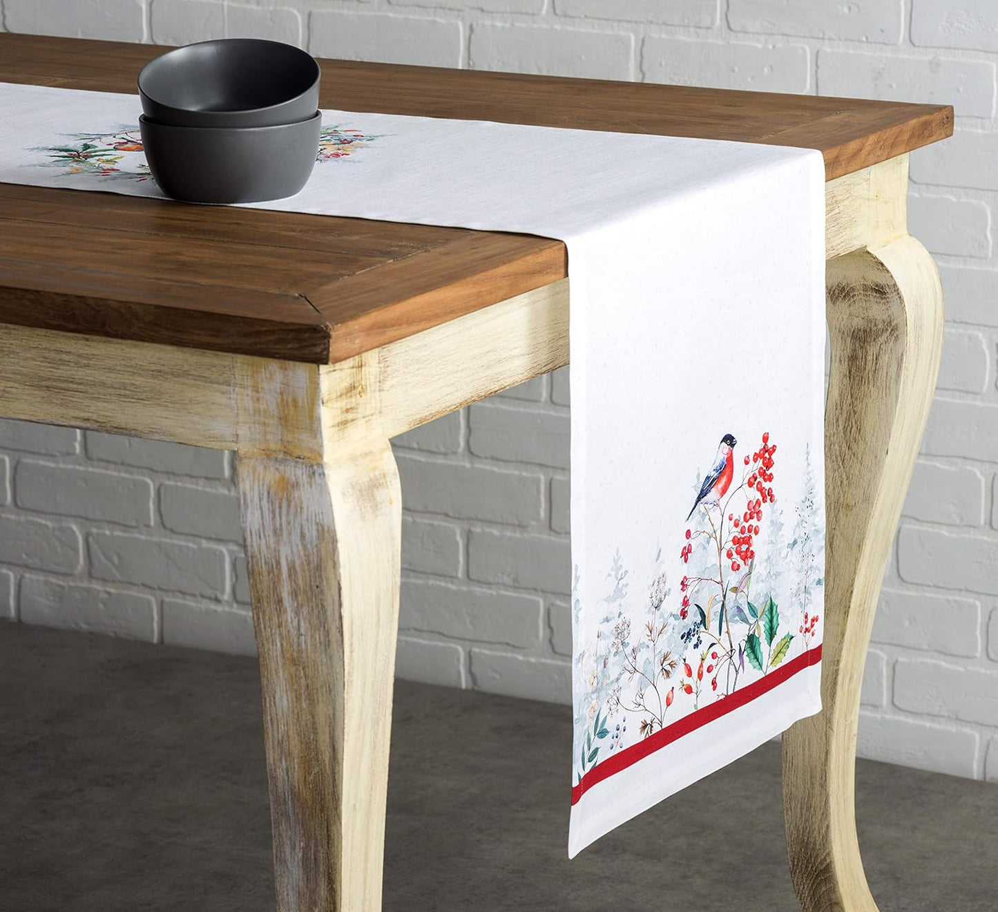 Maison d' Hermine Table Runner 100% Cotton Single Layer Table Runners 60 inches Long Decorative for Home Kitchen Dining Party Baby Shower Wedding Bridal Shower (Morzine, 14.50" x 60")