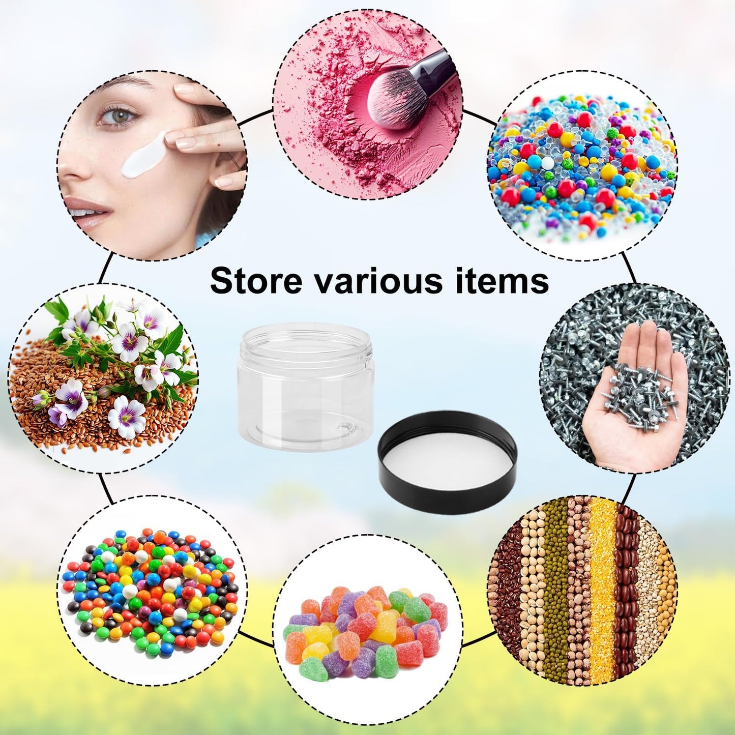 80 Packs 4 OZ Transparent Plastic Jars with black Lids, Body Butter Containers, Cosmetic Containers jars for Kitchen Ingredients, beads, sequins, Lotion, Cream, DIY Crafts and More by KUKLIPJIM.