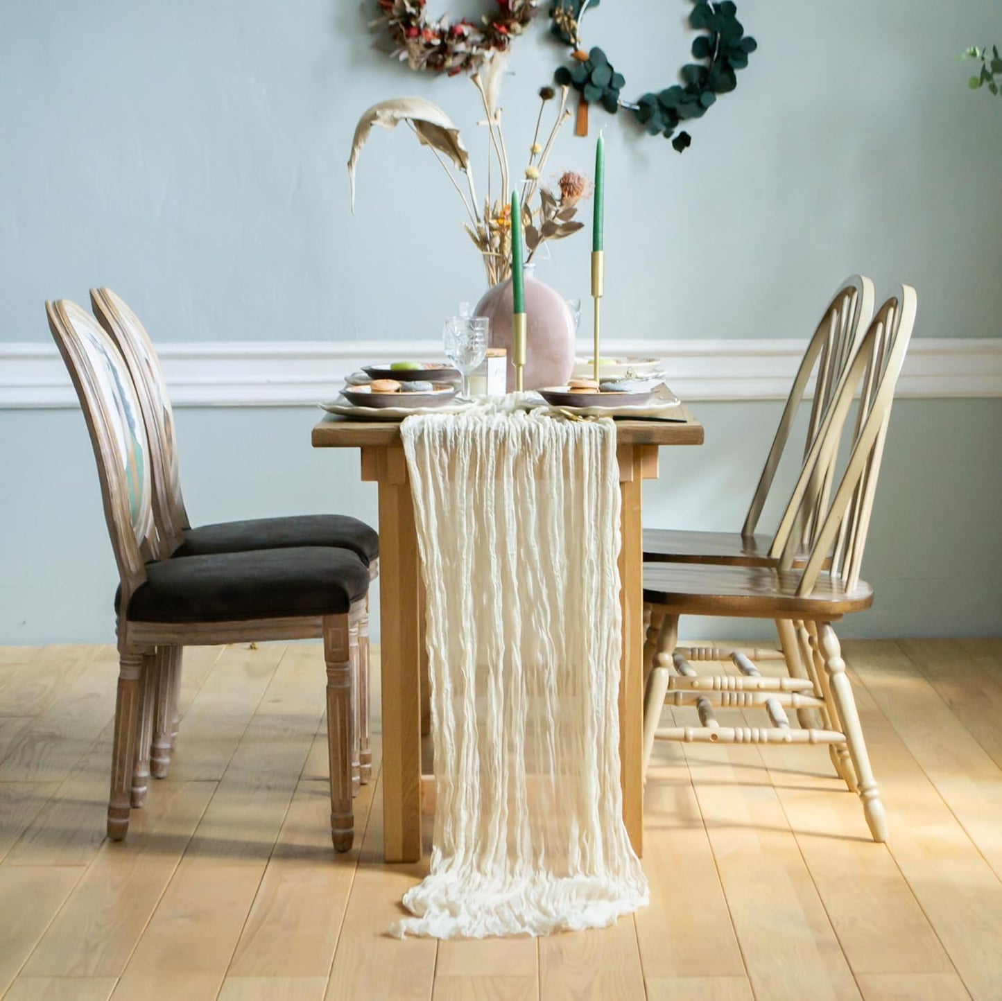 Ivory Cheesecloth Table Runner Set of 6 Runners 12 ft 142 in Long Each Cream Gauze Table for Wedding Table Baby Shower Decorations or Bridal Shower Decor Modern Table Runner Boho Table Décor