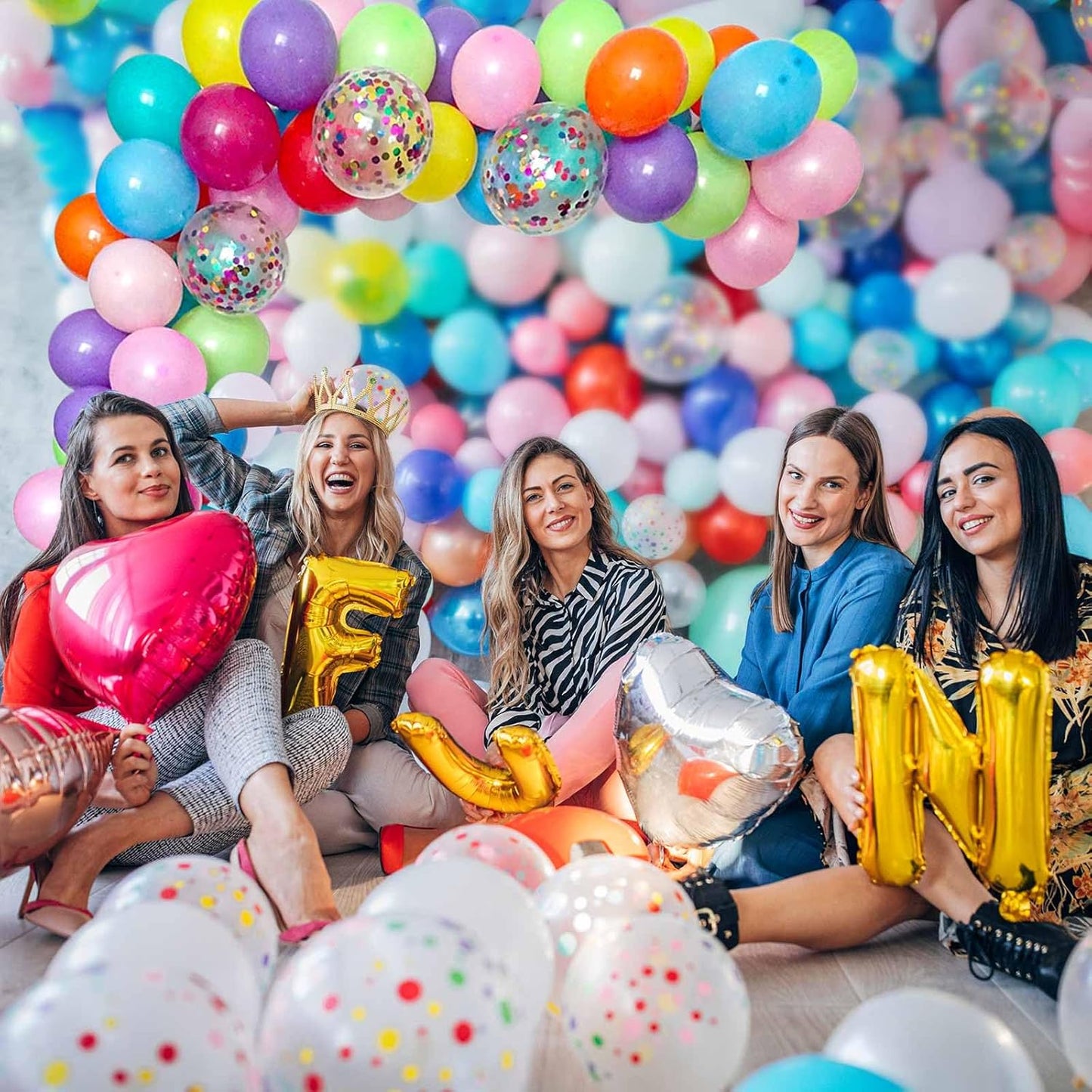 DIY Balloon Arch & Garland Kit, 113Pcs Party Balloons Decoration Set, Colorful Confetti Balloons & Colorful Latex Balloons for Baby Shower, Wedding, Birthday, Graduation, Anniversary Organic Party