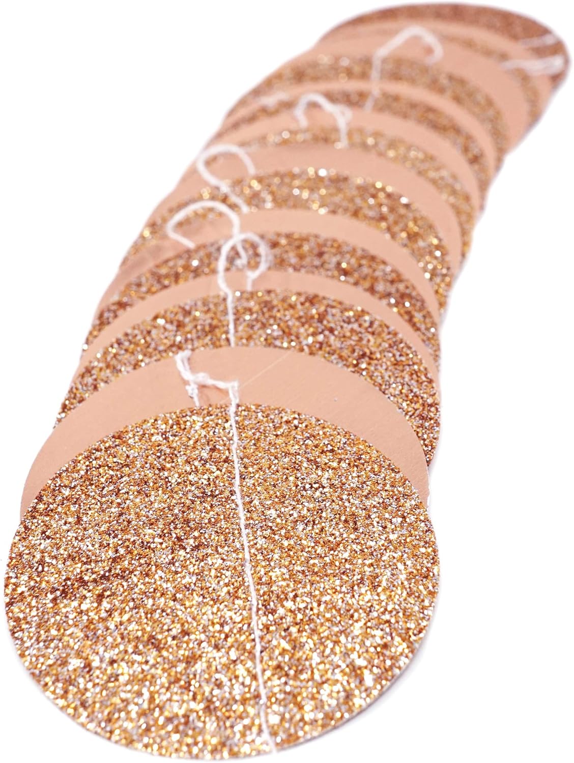Circle Dots Paper Party Garland Streamer Backdrop (4-Pack, 10 Feet Per Garland, 40 Feet Total) - Rose Gold Glitter