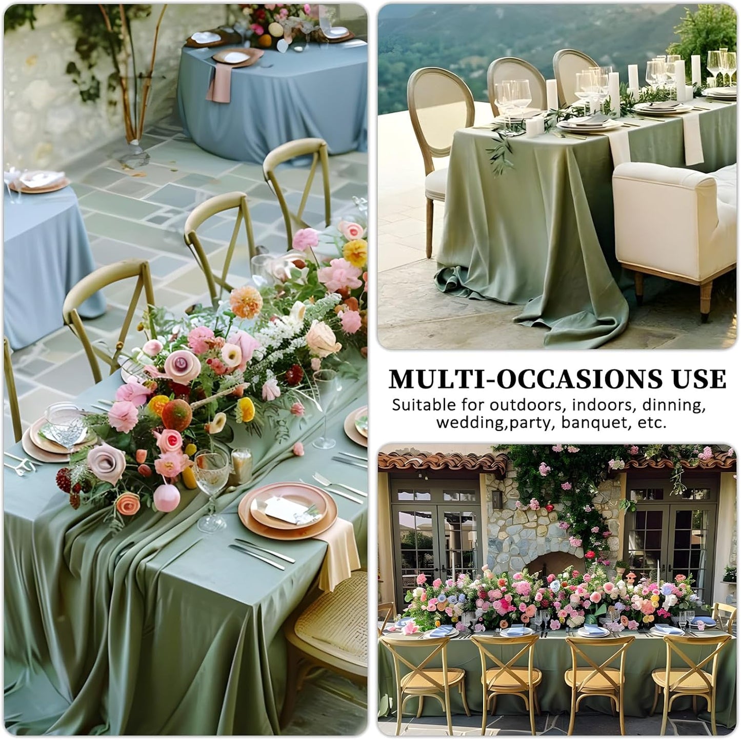 8 Pack Sage Green Tablecloth 60 x 126 Inch Rectangular Tablecloths for 8 Foot Rectangle Tables, Wrinkle Resistant Green Table Cloth Washable Polyester Fabric Table Covers for Party Wedding Banquet