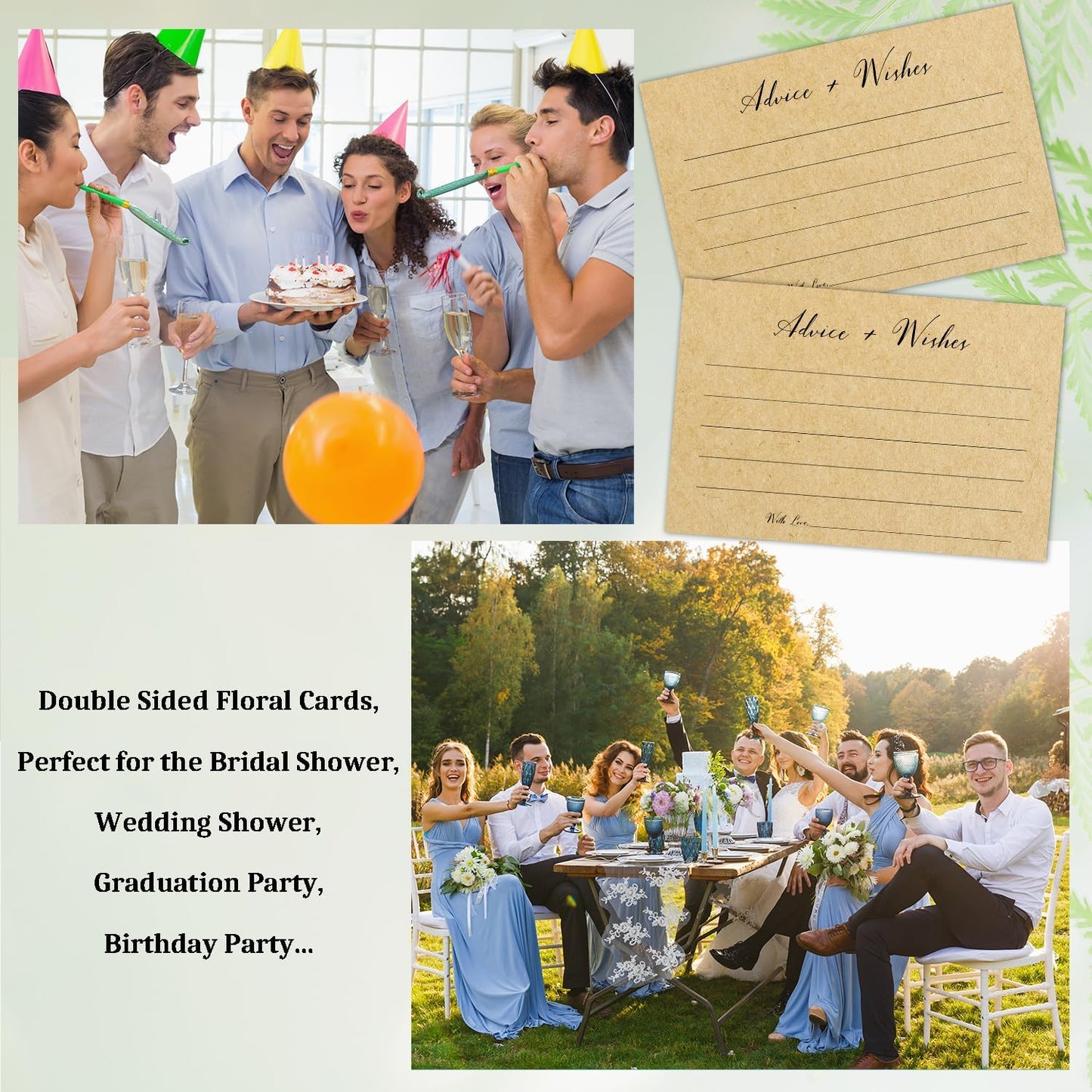 Brown Advice And Wishes Cards, Advice Cards For Bridal, Wedding, Baby Shower, Mr And Mrs, Graduation, Wishes For Baby Cards Baby Shower, Pack Of 20 4x6 Cards Double Sided Print -04