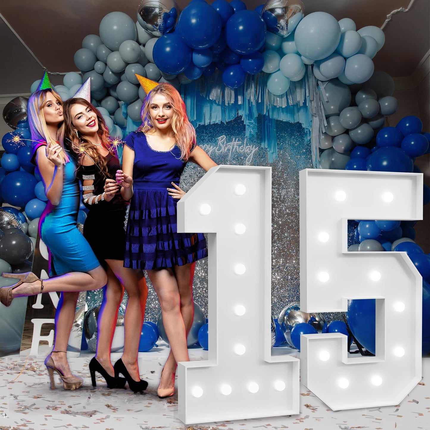 imprsv Marquee Numbers Large 15th-Birthday Decorations: 4ft Light Up Number