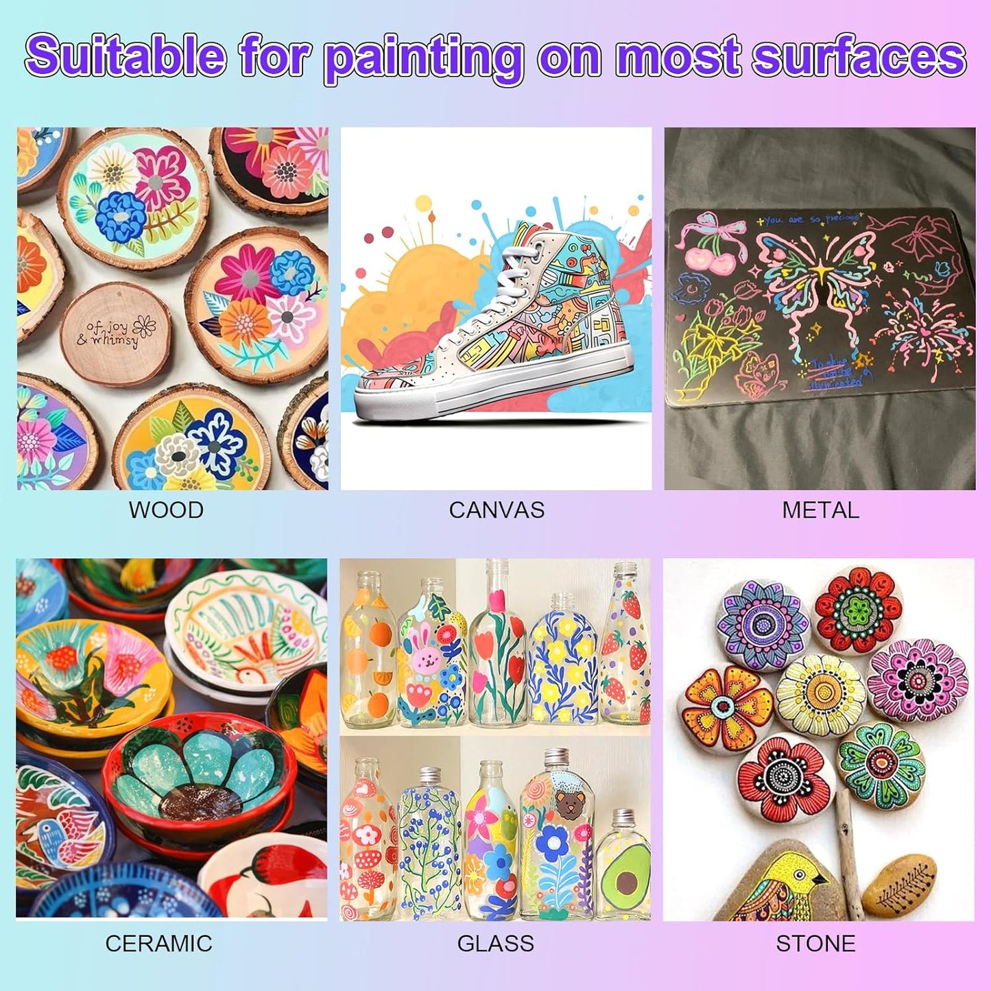 FUMILE 18 Colors Dual Tip Acrylic Paint Pens, Paint Pens paint Markers with Extra Fine Tip and Brush Tip for Wood, Rock, Glass, Ceramic, Canvas.Acrylic Markers for Halloween and Christmas.