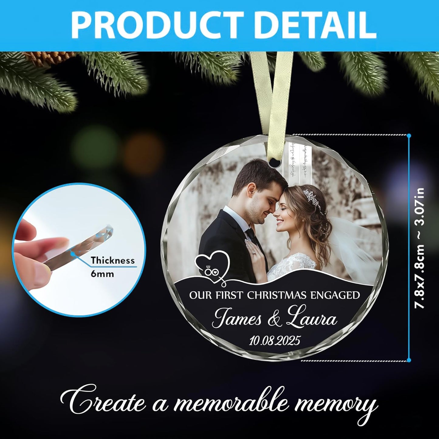 Personalized Our First Christmas Engaged Ornaments - Wedding Christmas Ornament For Newlywed Couple, Bride And Groom - Gifts For Newlywed Couples - Happy Engagement Gift