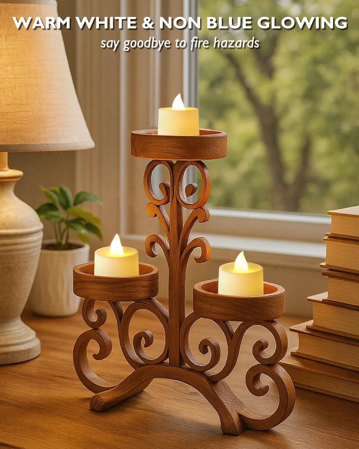 Amagic 24 Pack LED Tea Lights, Flameless Votive Candles, Lasting Electric Fake Small Candles, Battery Operated Tealights Candles for Halloween, Christmas, Home Decor, Wedding, Party, Festival(Ivory)