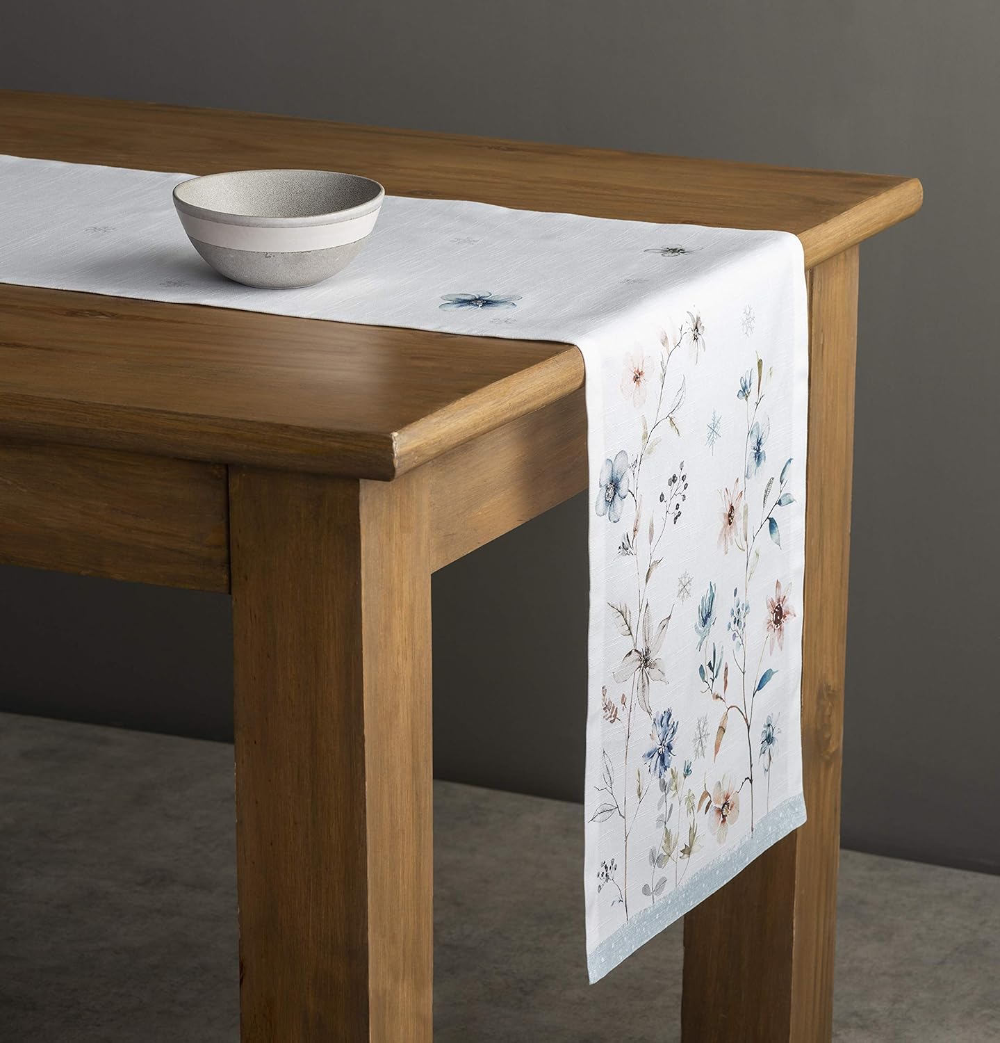 Maison d' Hermine Table Runner 100% Cotton Single Layer Table Runners 60 inches Long Decorative for Home Kitchen Dining Party Baby Shower Wedding Bridal Shower (Ice Florals, 14.50" x 60")