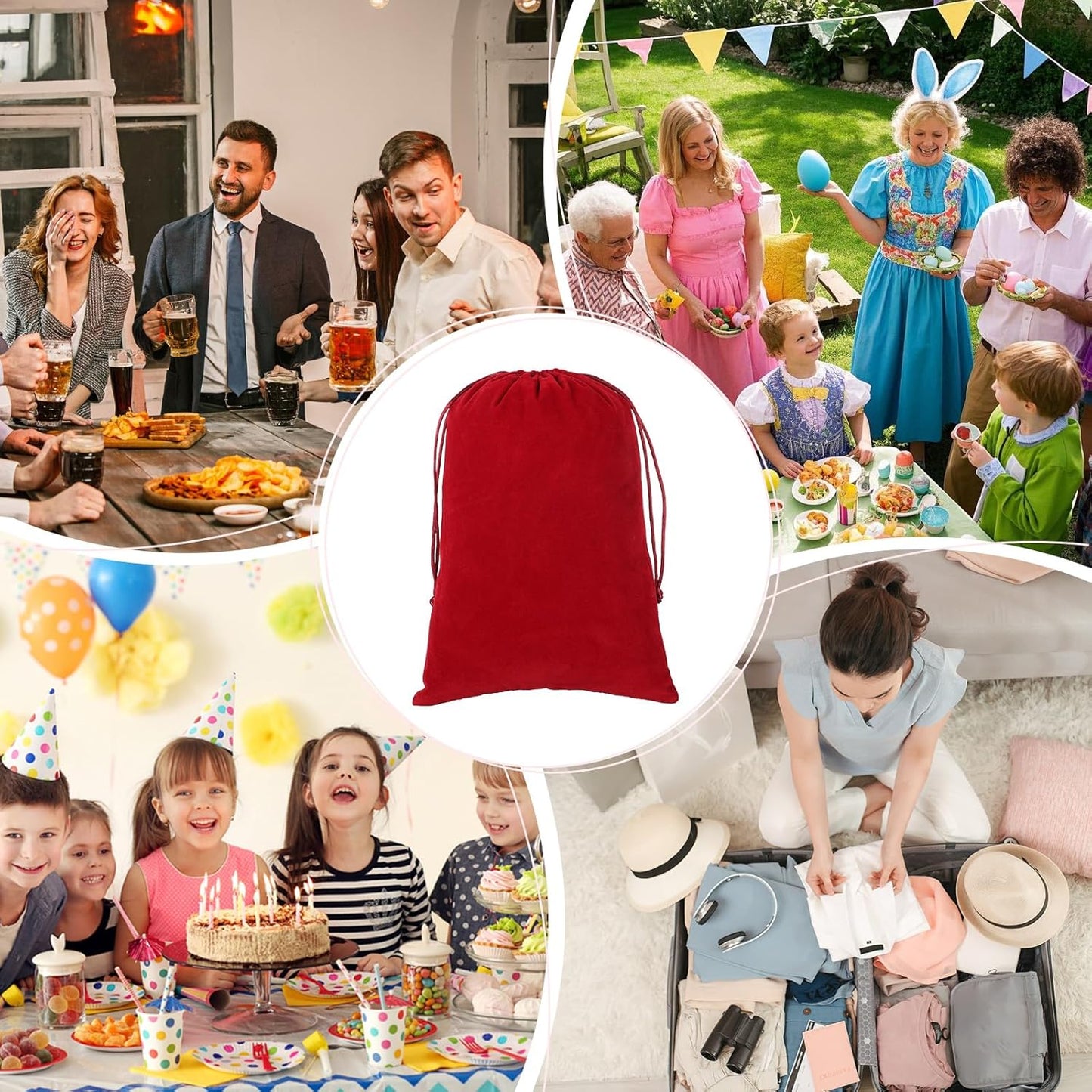 Velvet Drawstring Jewelry Bag, 50Pcs Wine Red Dice Bag, 7x10 Tarot Card Holder, Or Wrapping Halloween Party Favors, Small Bussiness, Toys, Board Game