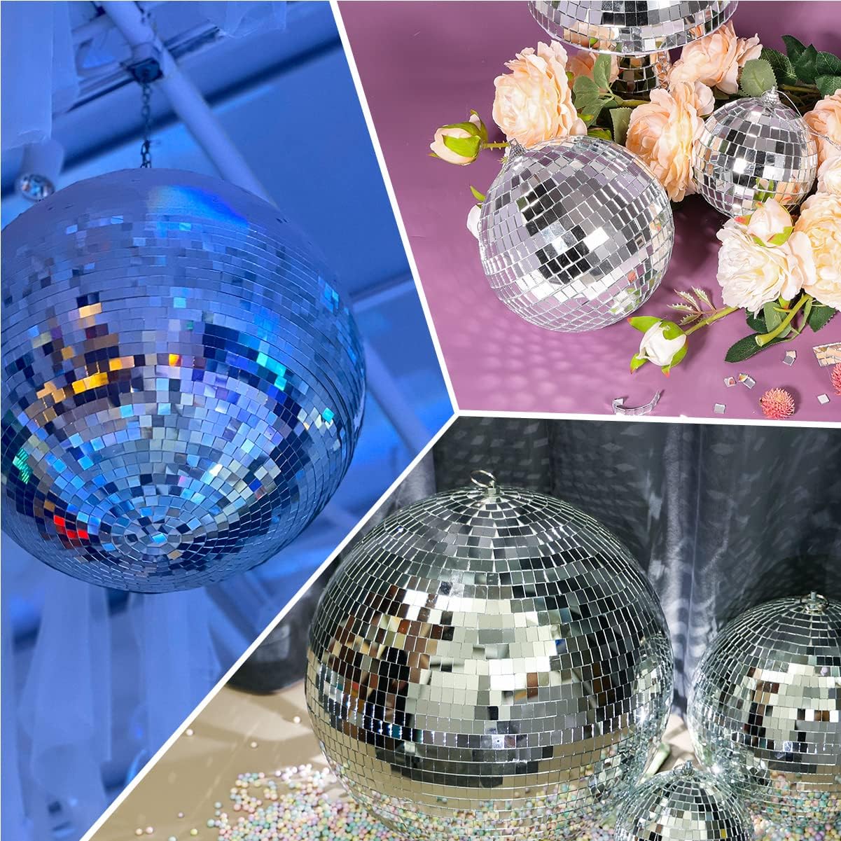 PP OPOUNT 10800 PCS Disco Tiles, 5 x 5 mm Self-Adhesive Glass Mirror Tiles for Craft Decoration, Mini Mosaic Tiles for Art Collage, Indoor Outdoor Decoration(Silver)