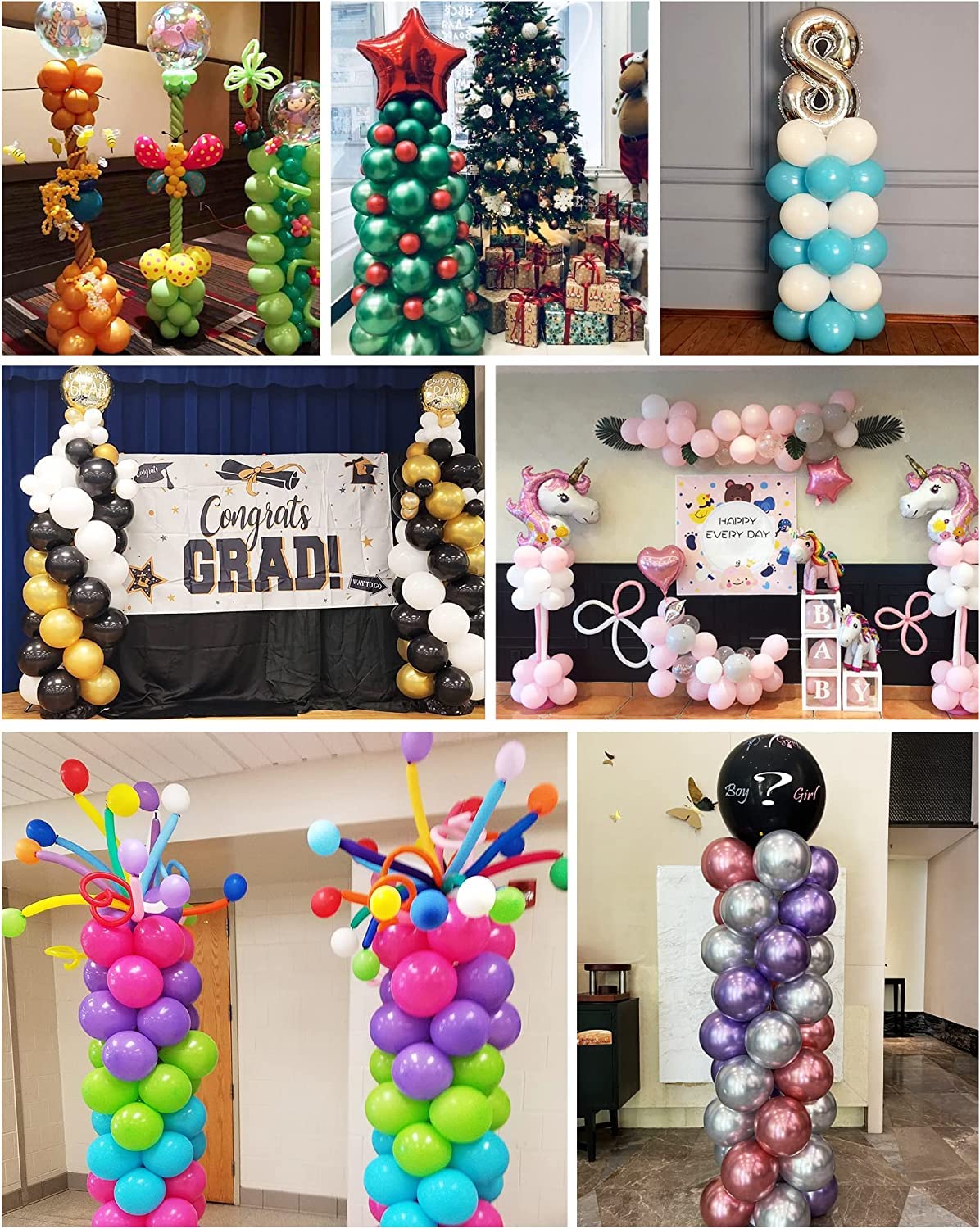 YALLOVE Balloon Column Stand Kit, 4 Sets of 7 Feet Height Adjustable Balloon Tower Pillar with