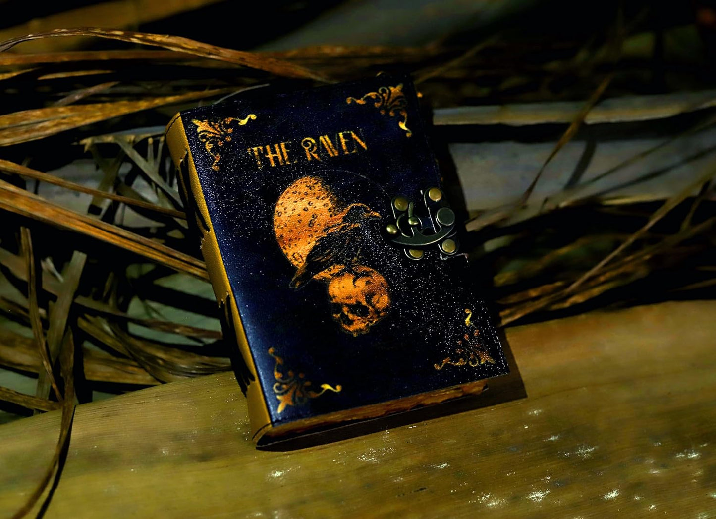 Leather Gothic Journal Magical Raven Skull Spiral Notebook Mystery Crow Journal Grimoire Witchcraft Spellwork Journal Great for Halloween and Raven Lovers Aesthetic Leather Journal for Men and Women