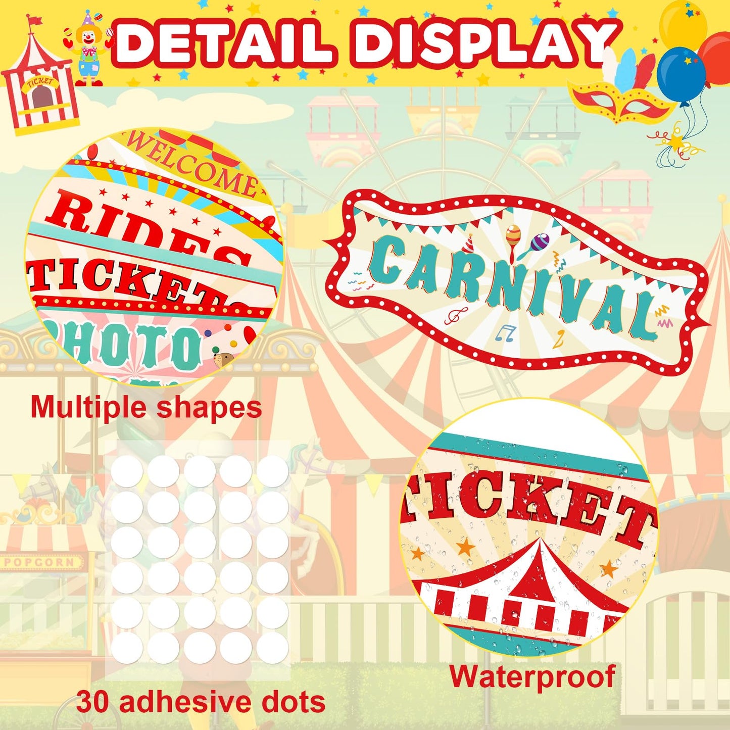 Hooqict 20 Pieces Carnival Decorations Circus Theme Party Directional Signs Carnival Party Signs