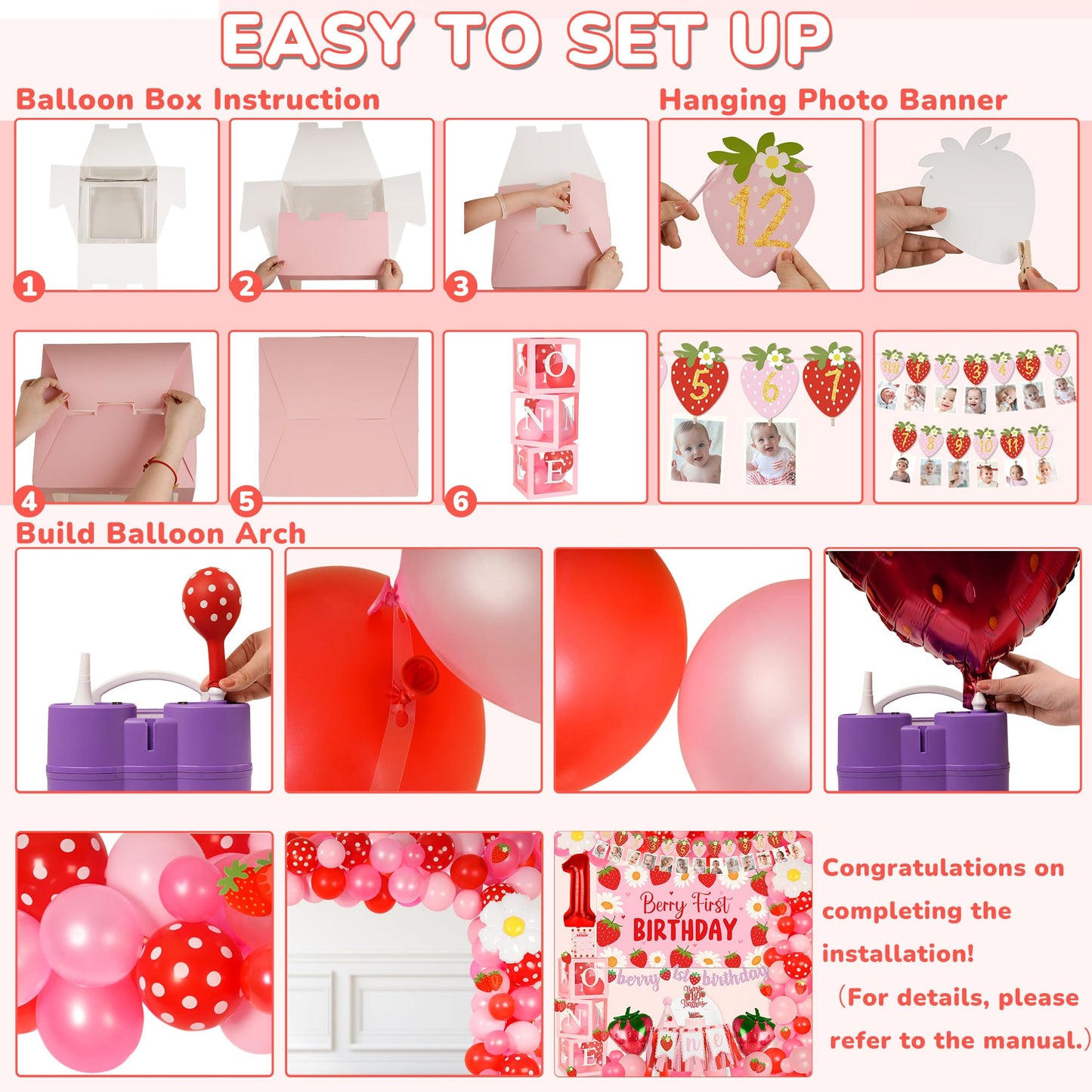 Kriyokiaa Berry First Birthday Decorations, Strawberry Party Kit