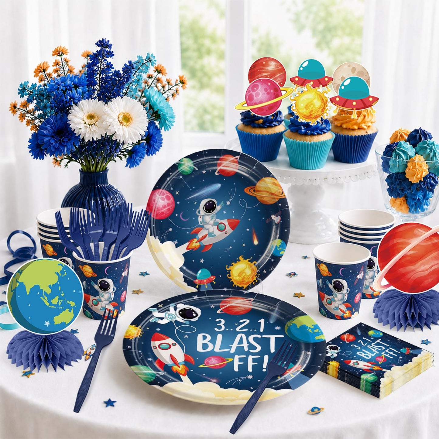 Yingoto 213pcs Space Themed Party Decorations for Boys, Serves 25