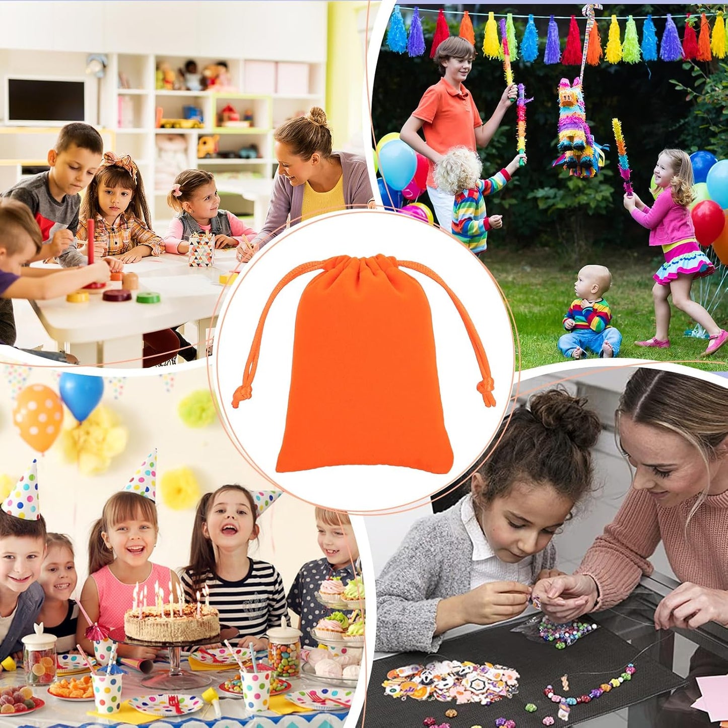 Velvet Drawstring Jewelry Bag, 50Pcs Orange Coin Pouch, 3x4 Dice Bag, for Wrapping Halloween Party Favors or Gifts for Friends, Small Bussiness, Craft Fair Vendor Supplies