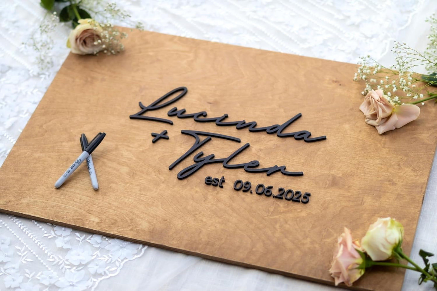 Personalized Last Name Guest Book, Unique Guest Book Sign, Custom Alternative Guest Book, Wooden Guest Book, Wedding Ceremony Guestbook Sign (Design 7)