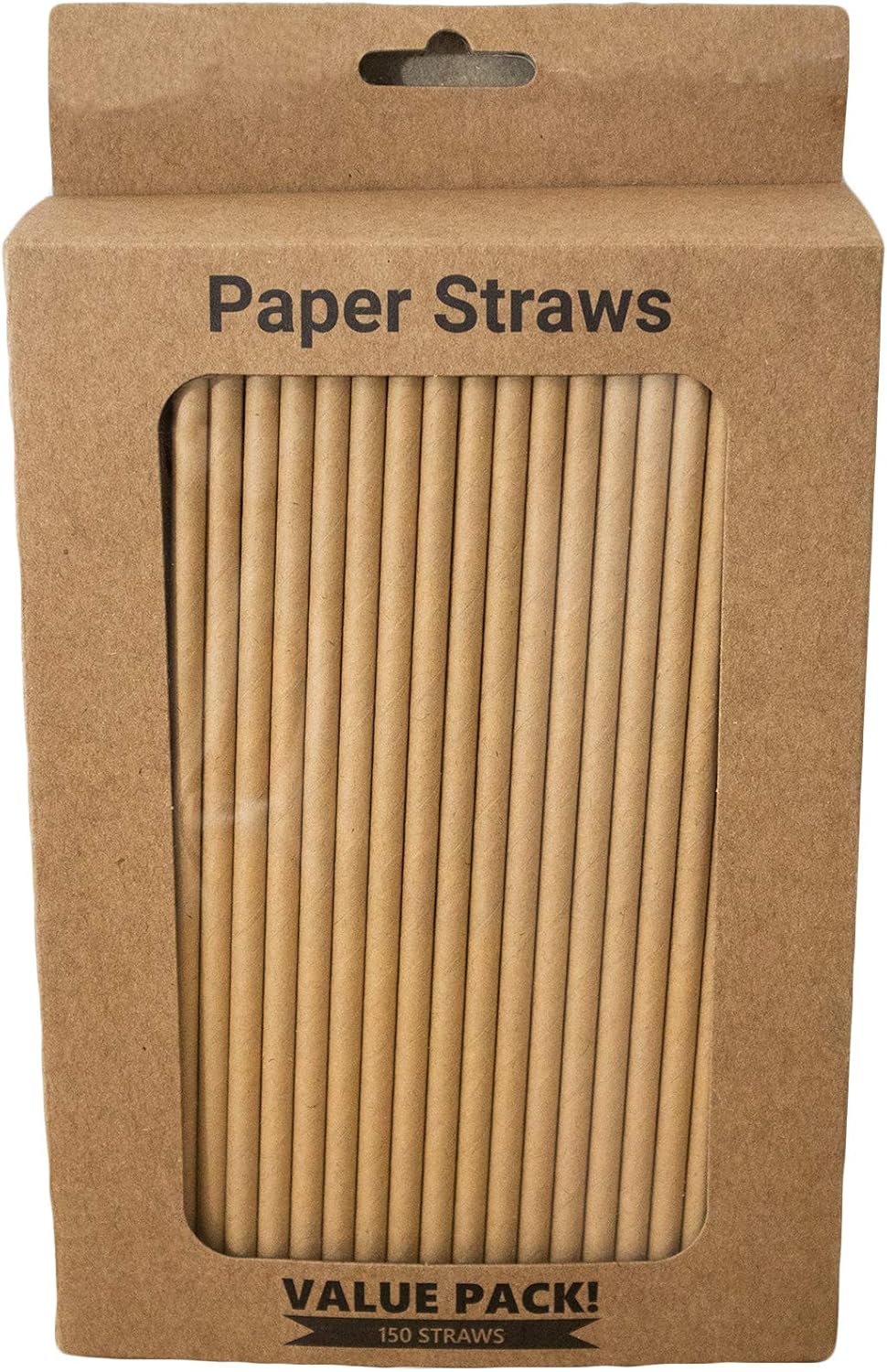 Pack of 300 Natural Kraft Biodegradable 4-Ply Paper Drinking Straws (Compostable, Non-toxic, BPA-free)