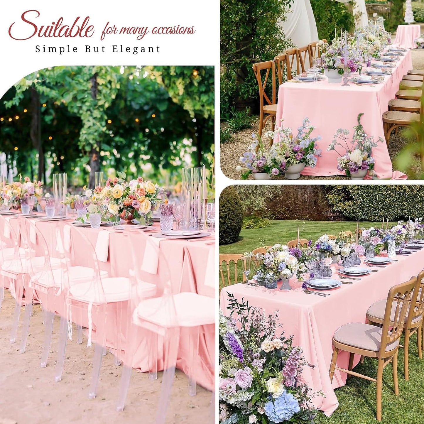 12 Pack Pink Tablecloths for Rectangle Tables 60 x 102 Inch Pink Polyester Tablecloth 6 Foot Rectangle Table Cloth Washable Fabric Table Cover for Party Wedding Banquet Restaurant Events
