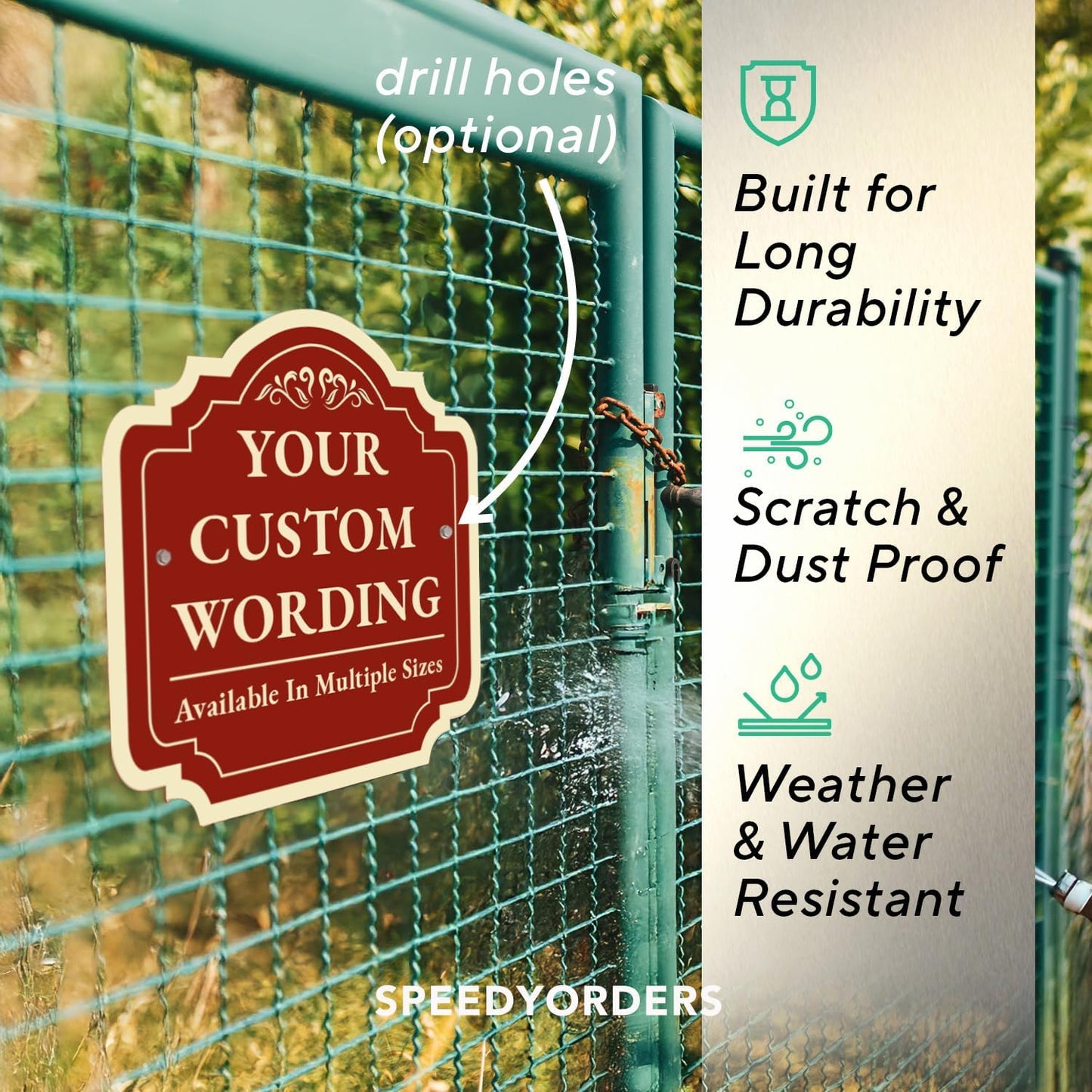 SPEEDYORDERS Custom Red Aluminum Sign, 24x24 Inches, Vintage Style, Weatherproof, Easy Installation, Made in USA