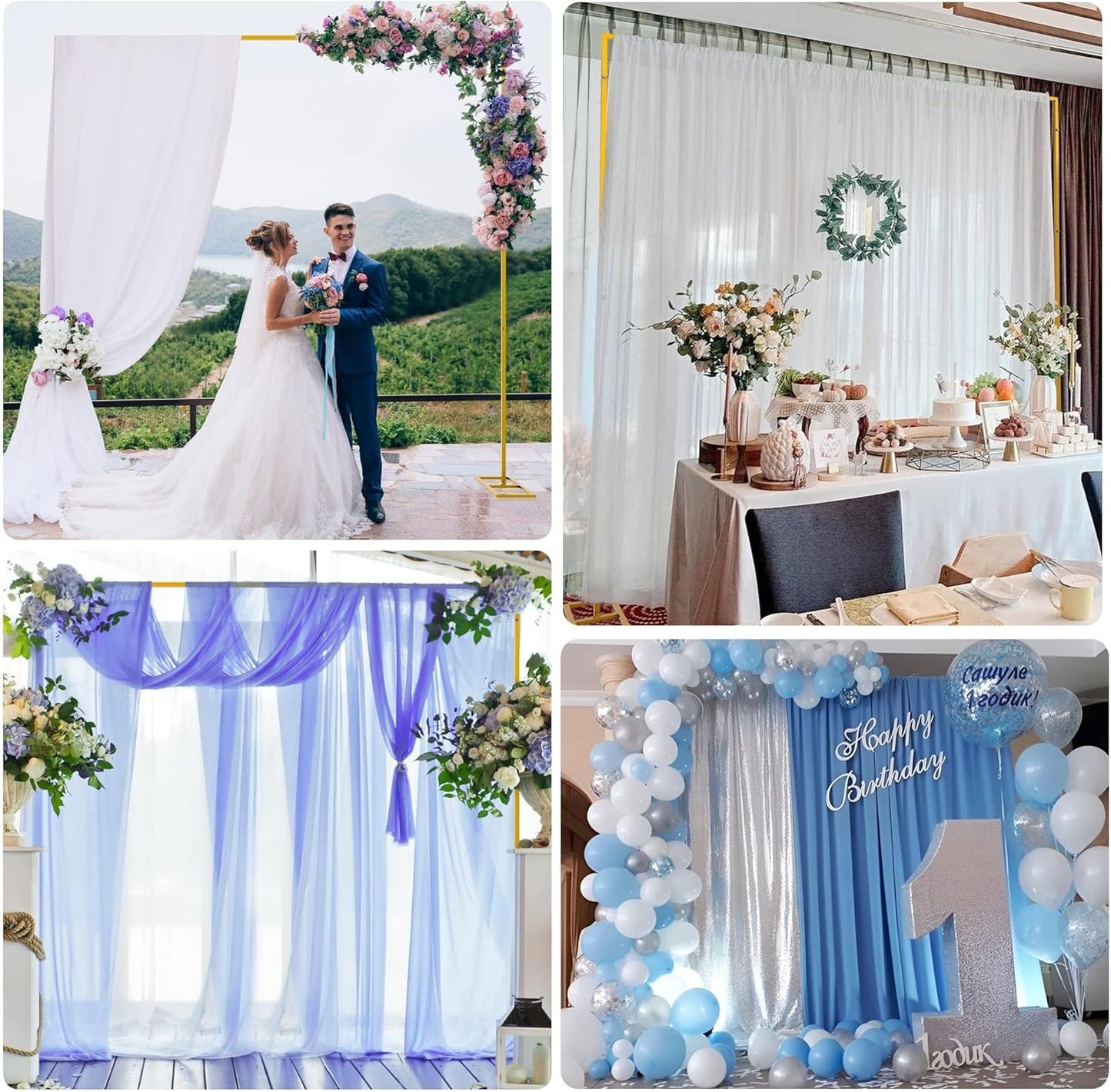 Wokceer 10x10 FT Backdrop Stand Heavy Duty Pipe and Drape Kit, Adjustable Gold Backdrop Stand for Wedding Birthday Party Photography Photo Booth Background Christmas Decoration