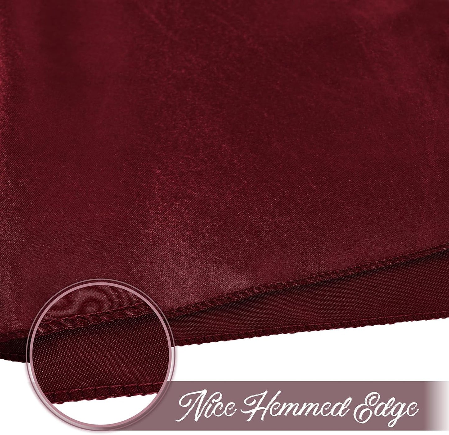 50 Pieces Burgundy Satin Napkins, 17" x 17" Square Table Napkins, Silky Soft Smooth Washable Napkins for Restaurant, Weddings, Dinner, Party Decoration