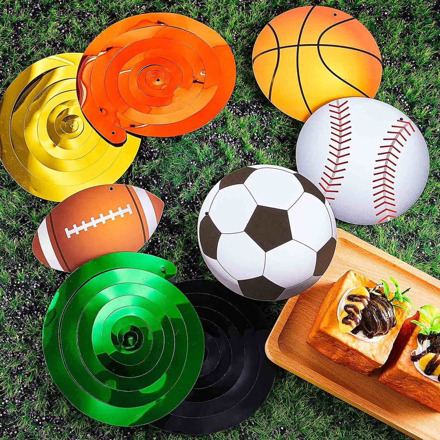 48 Pieces Sports Hanging Swirl Decorations Baseball Basketball Football Soccer Hanging Whirls