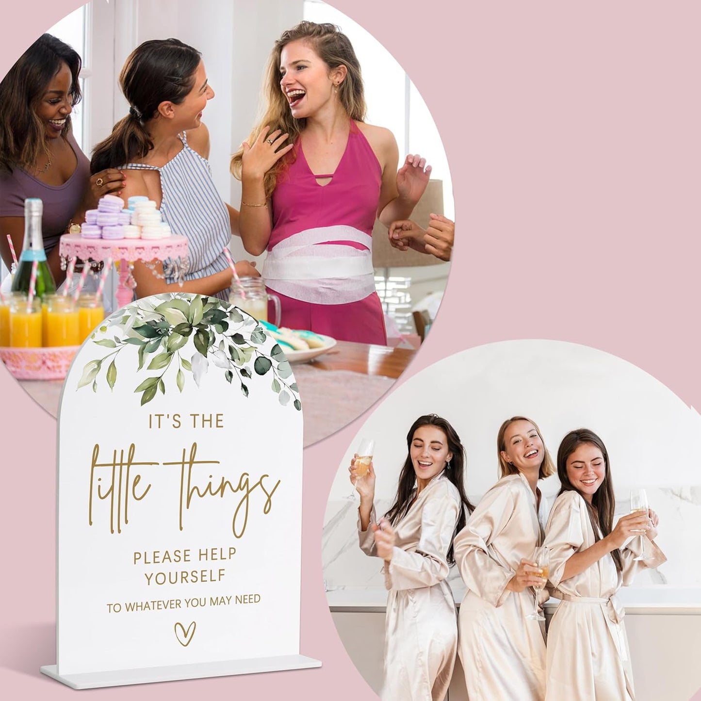 Bathroom Basket Sign, Greenery Gold Bridal Shower Decorations, Bathroom Decor and Accessories, Wedding Signs for Ceremony and Reception, Engagement Party Decorations, Wedding Table Acrylic Decor - 29