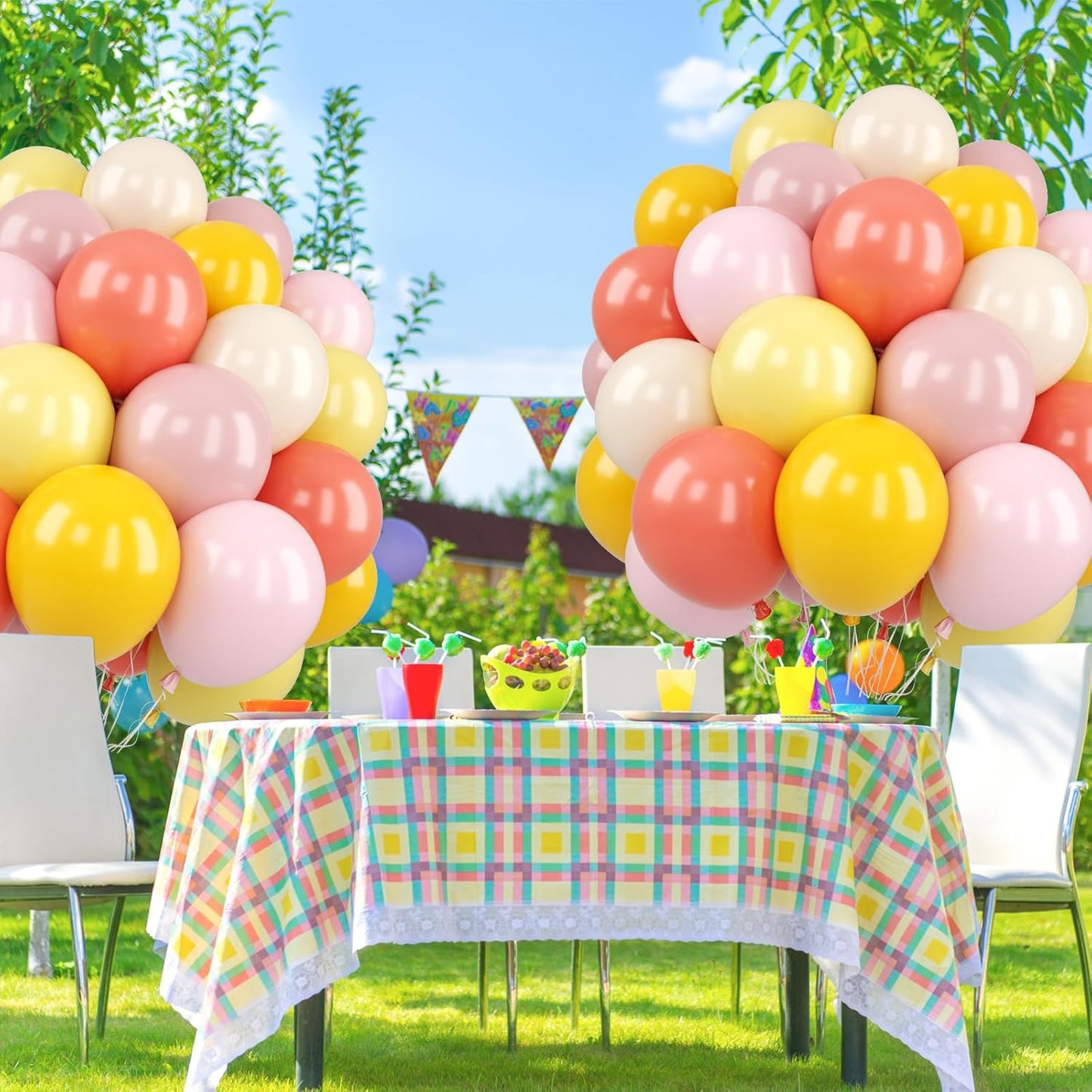 Pink and Yellow Balloon,50PCS 12 Inch Boho Pink Balloons Retro Orange Pastel Pink Yellow Nude Ballons for Girls Birthday Autumn Baby Shower Wedding Engagement Flower Fall Party Decorations