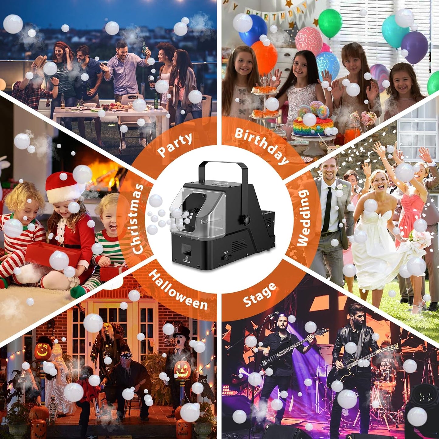 Smoke Machine, 3-in-1 Bubble Fog Machine, 450W Bubble Fogger with Remote Control, Make Colorful Bubbles | Fog Bubbles | Continuous Fog for Stage DJ Wedding Halloween Party