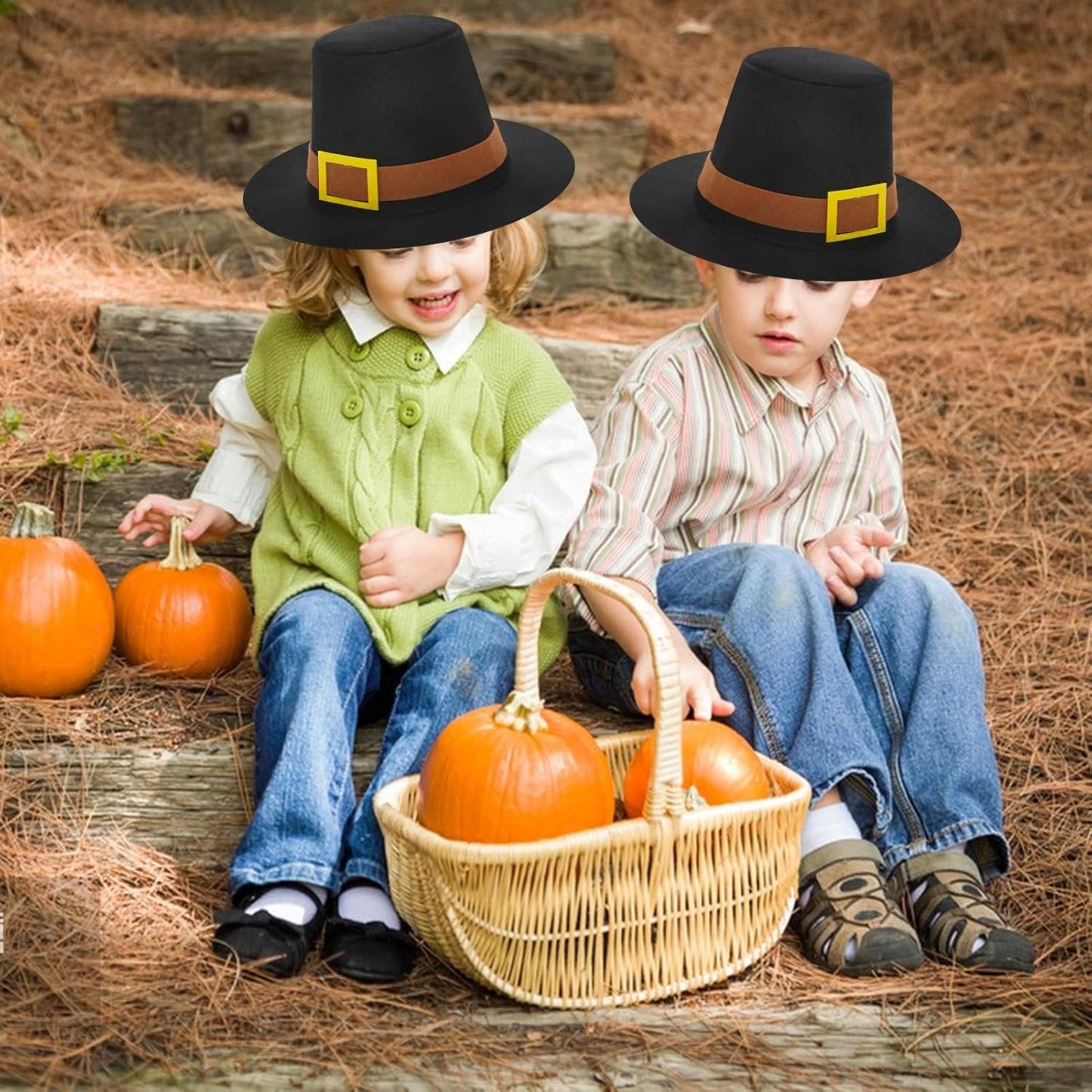 Thanksgiving Hats Black Pilgrim Felt Hat Thanksgiving Novelty Black Costume Top Hat for Thanksgving Party Accessory