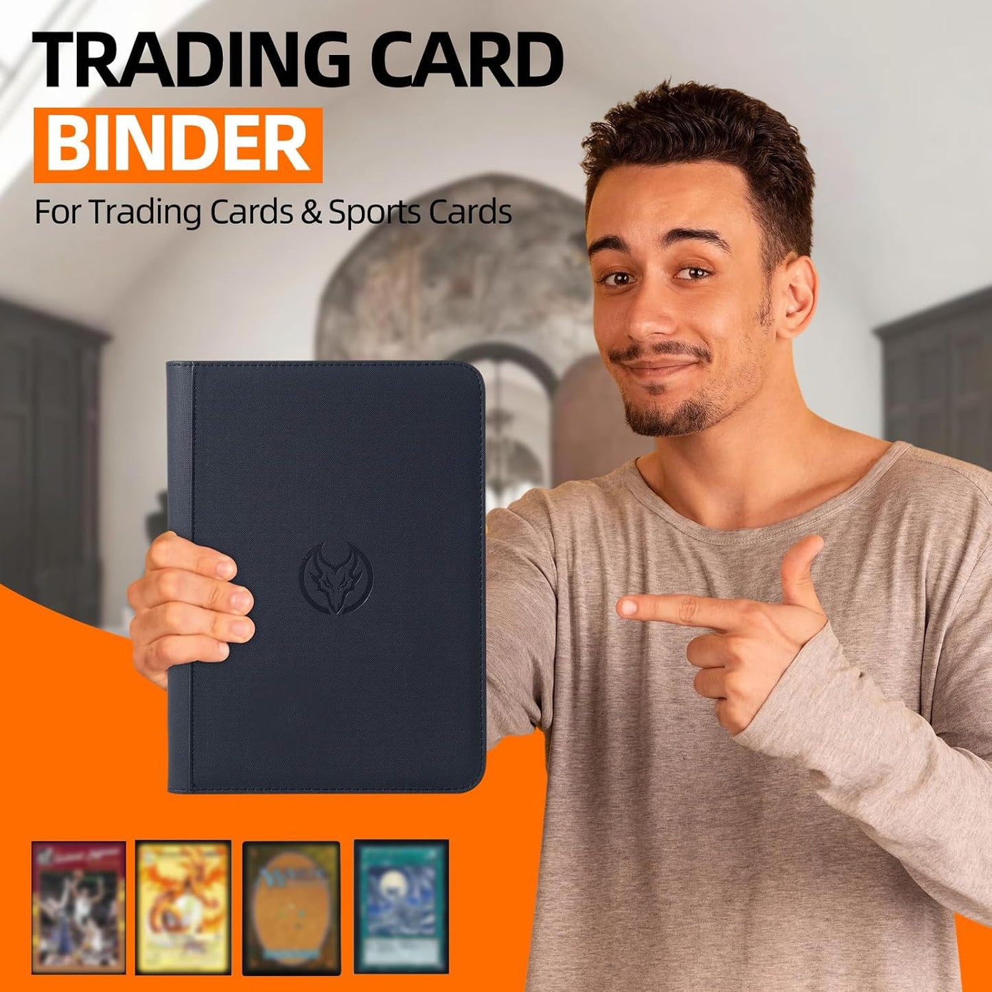 UWULK Card Binder,9 Pocket Side-Loading Trading Card Binder - Hord 360 Cards,Ringless Card Folder Holder for TCG MTG Sports Cards-Zipper Card Collection Album(Black)