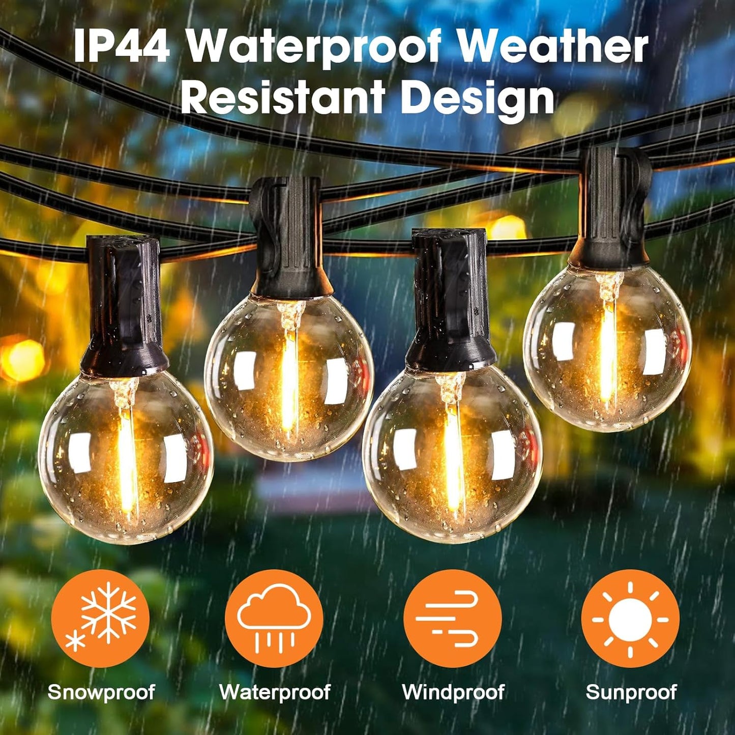 25 Pack Dimmable G40 Led Replacement Light Bulbs, E12 Screw Base Waterproof LED Globe Bulbs Light for Indoor Outdoor String Lights, Patio Cafe Décor, Not Solar