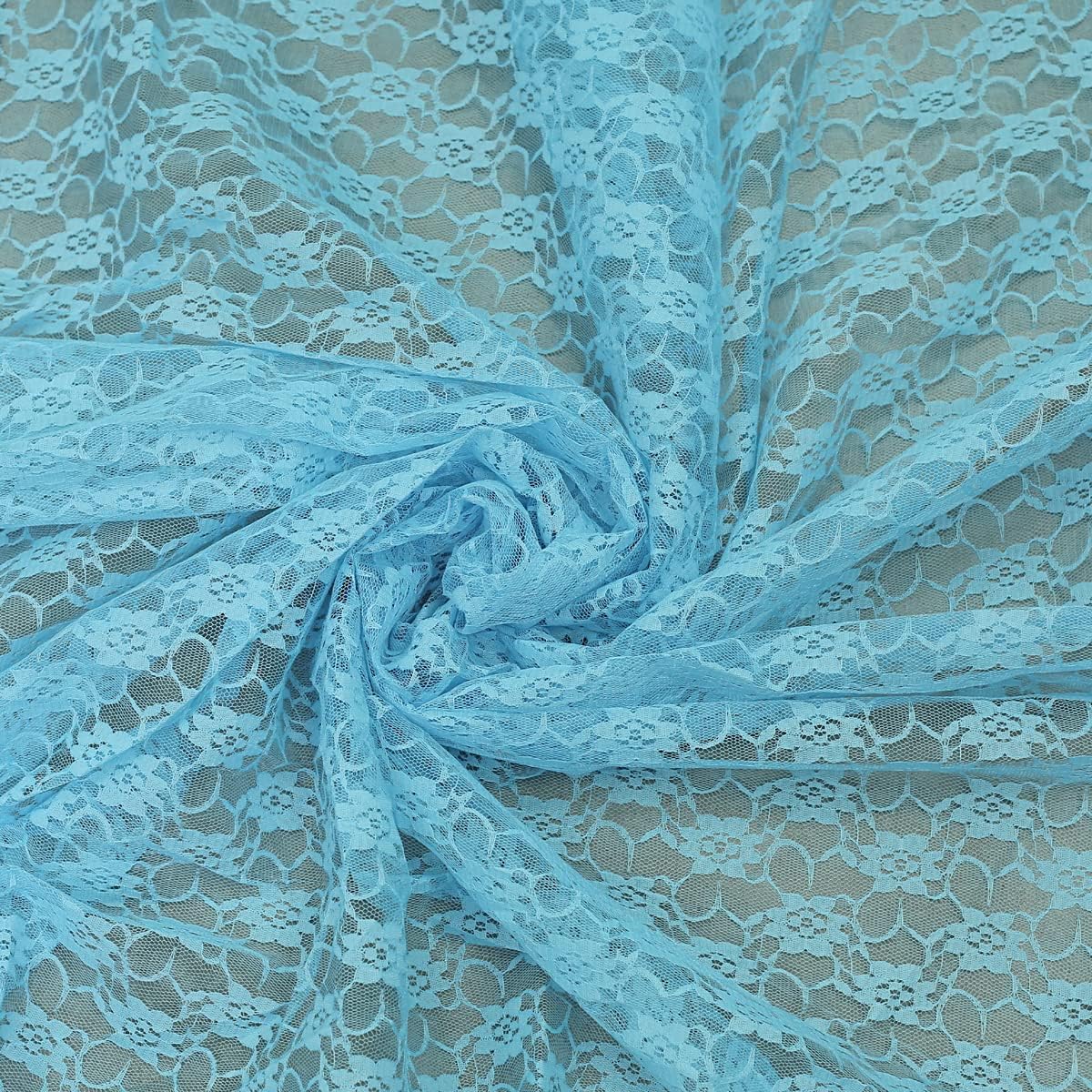 MDS Pack of 15 Wedding 12 x 108 inches Lace Table Runner for Wedding, Decorations for Birthday Parties, Banquets, Graduations, Engagements, and Runners fit Rectangle, Round Table- Turquoise