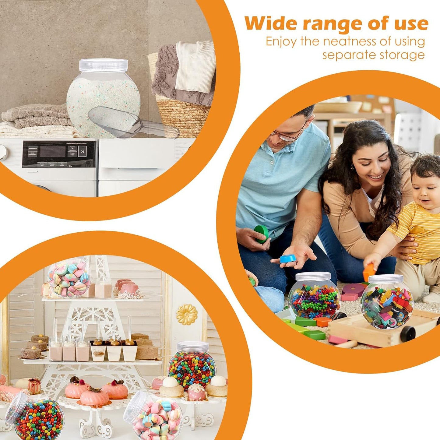 Sunnyray 2 Sets 51 oz Plastic Candy Jars for Candy Buffet with Lids Clear Bar Jars with Scoops and Tongs Kitchen Office Party Cookie Storage Containers for Dry Food Snacks Candies Cookies Coffee Pods