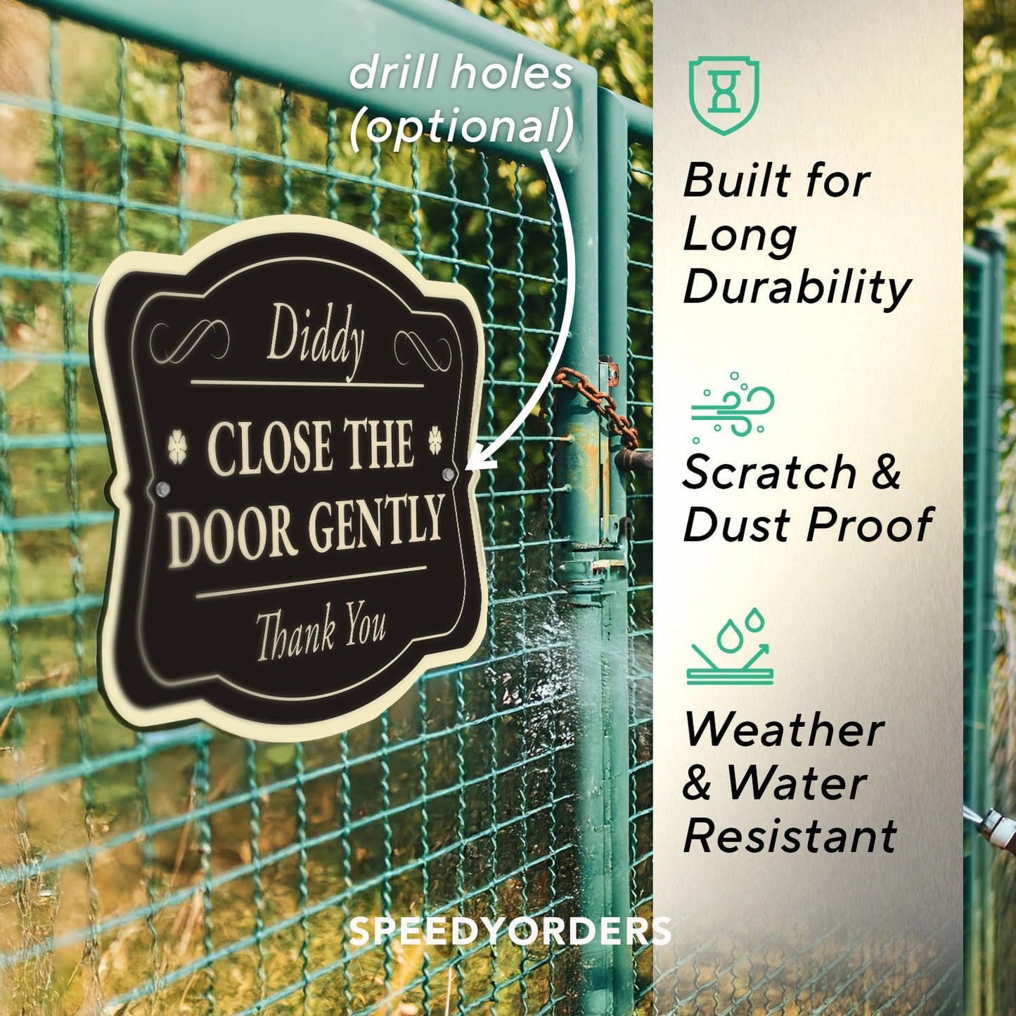 Custom Decorative Outdoor Aluminum Signs, Personalized Driveway Sign, Waterproof, Made In USA - Design 3 Black Charcoal 42x28 In