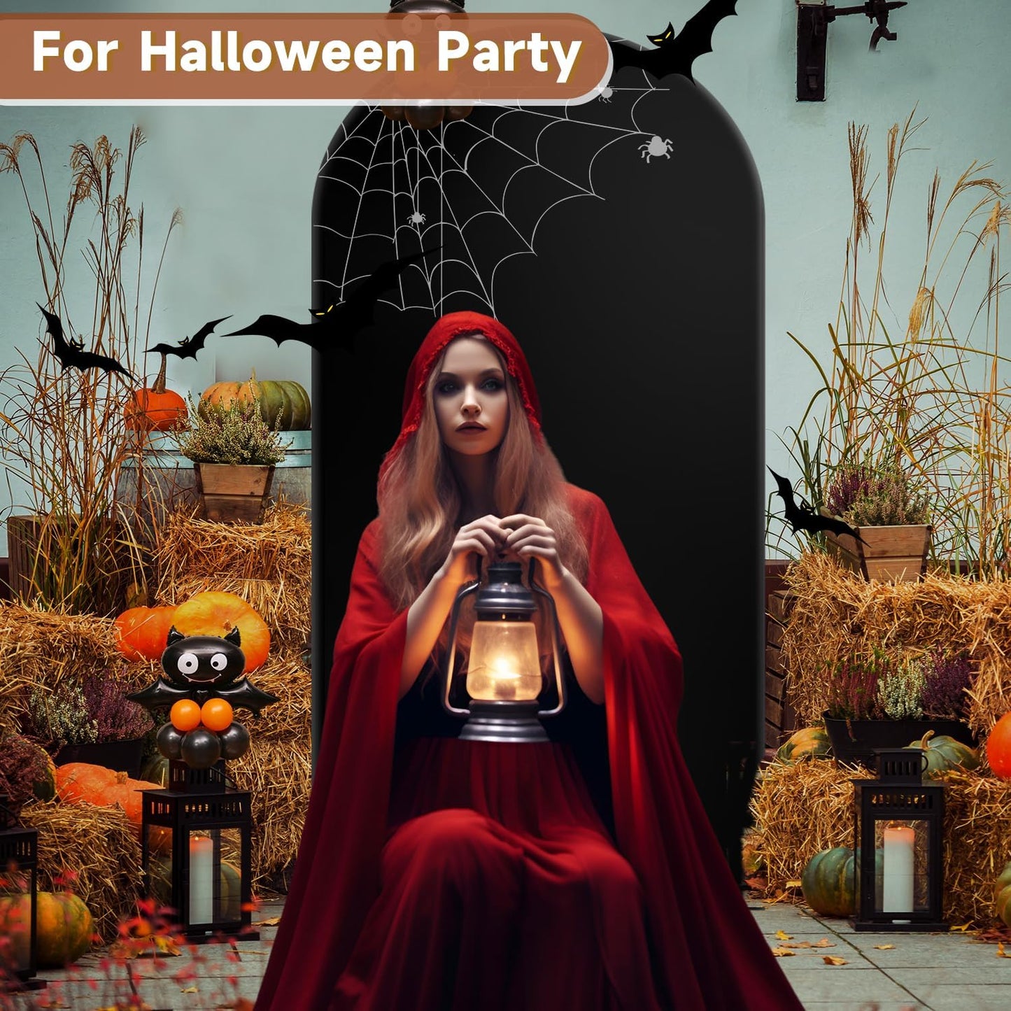 Hemmotop 6 ft Black Arch Cover (No Arch Backdrop Stand), 2-Sided Spandex Arch Covers Stretchy Backdrop, for Wedding, Baby Shower, Birthday Party Decoration