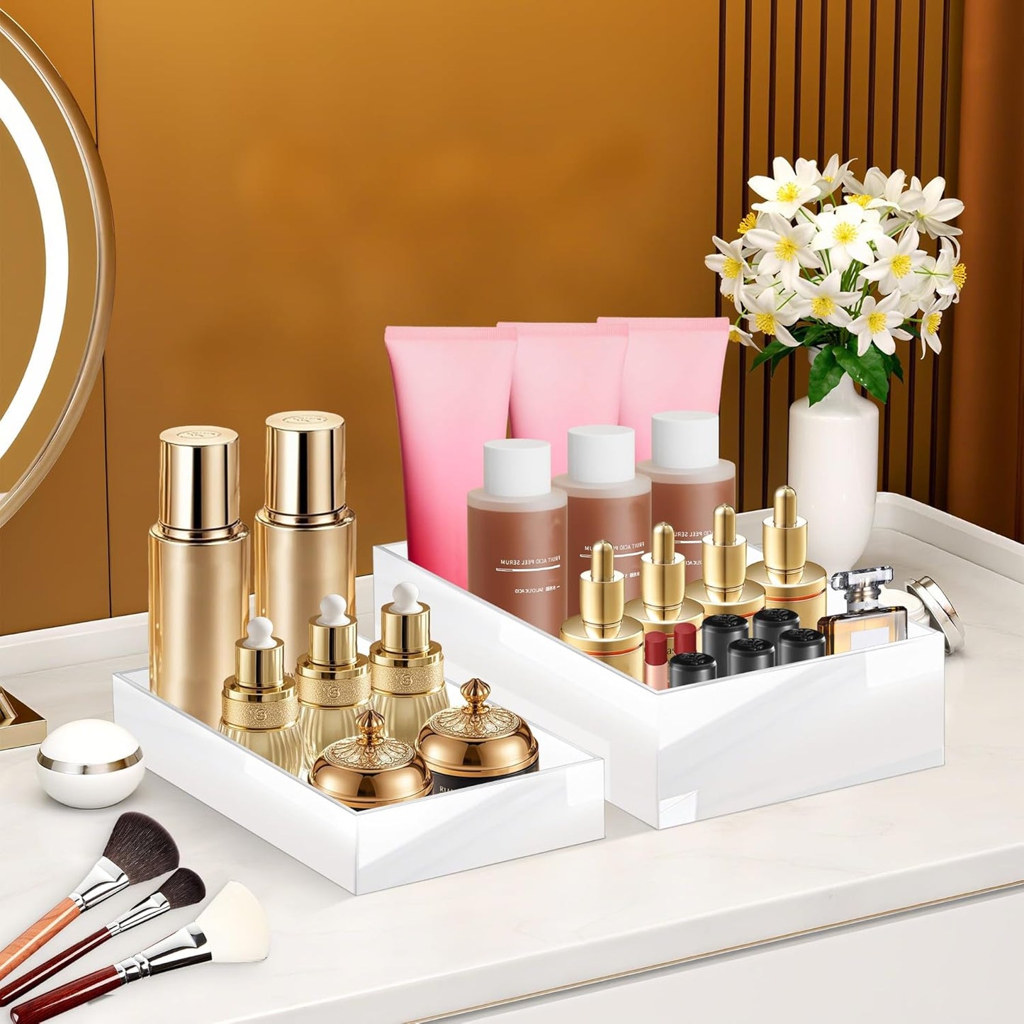 Extra Large Buffet Risers Set, 10" 12" 14" White Acrylic Food Risers for Buffet Table, Display Stand Shelf with Hollow Bottoms for Catering Dessert Collectibles Jewelry Figures Show (White)