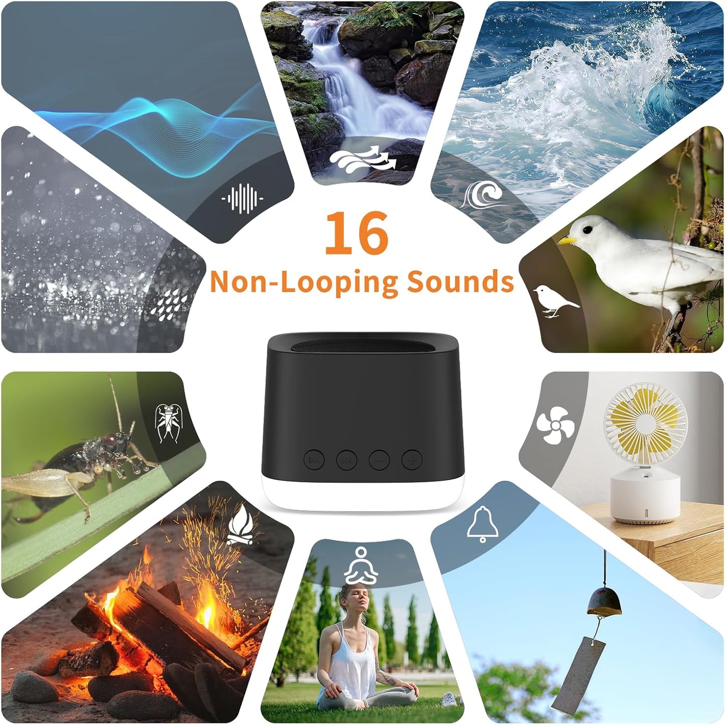 Portable Sound Machine,Mini Travel White Noise Machine for Sleeping with Breathing Night Light, 16 Soothing Sounds, Timer, Rechargeable Brown Noise Sound Machine for Sleep,Adults,Office Privacy(Black)