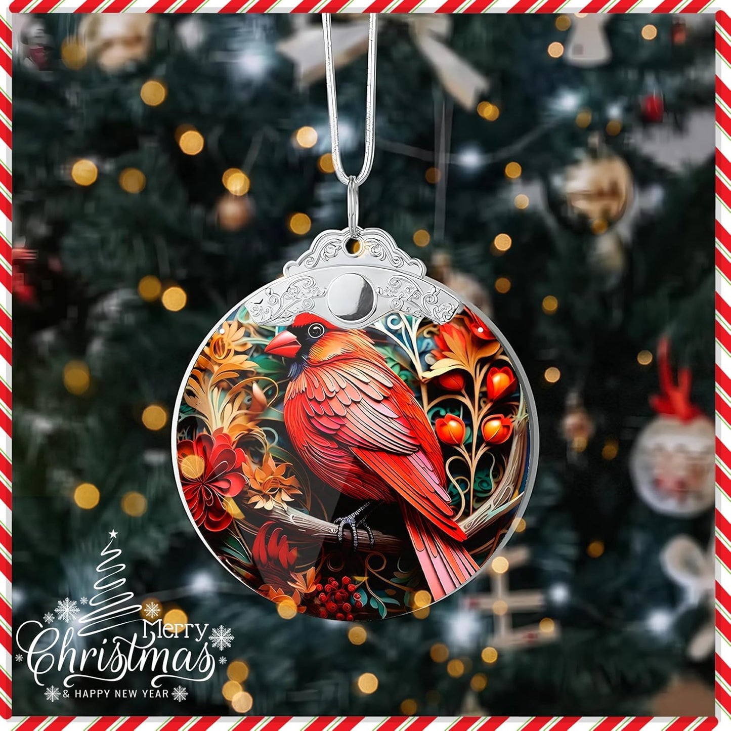 Christmas Ornament 2025, Tree Decoration 4 Inch Acrylic Hanging Art, Holiday Display, Car Interior Decor, Flappy Bird Scene for Party, Christmas Ornaments, Ornaments for Tree