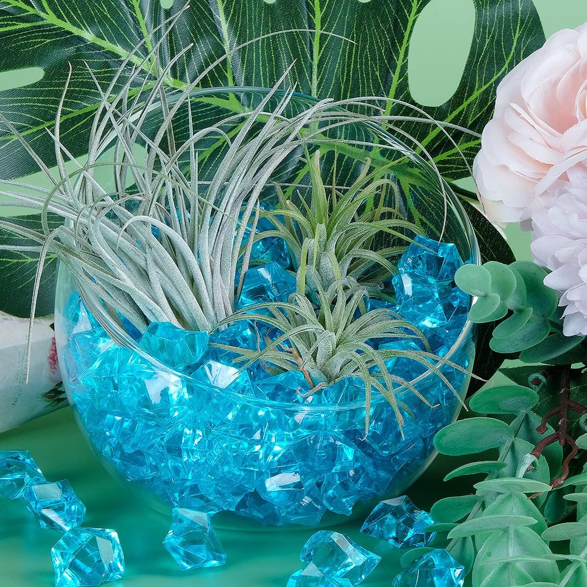 Babenest Acrylic Crushed Ice Rocks, 150 PCS Fake Crystals Plastic Ice Cubes Diamonds Gems for Vase Fillers, Home Decoration, Table Scatter, Event, Wedding, Arts & Crafts (Baby Blue)