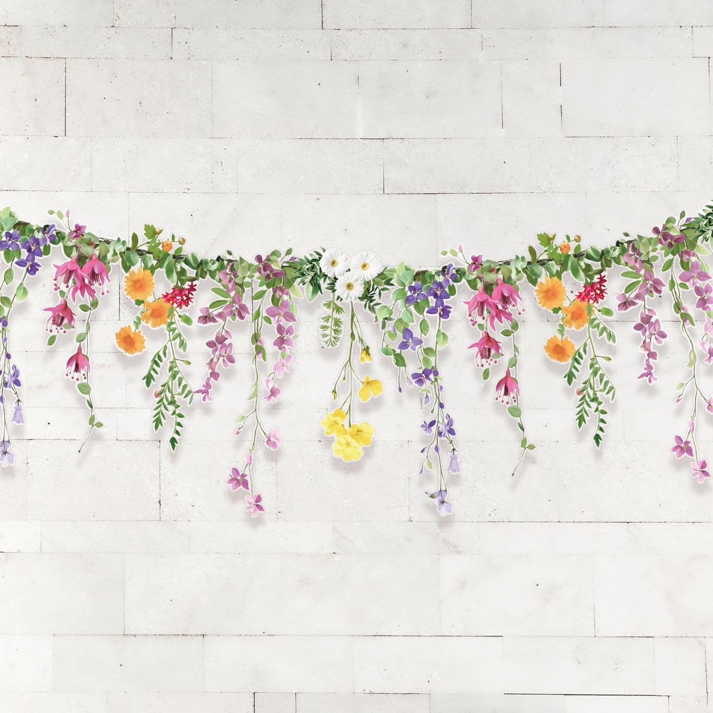 Cheerland Flower Banner Wildflower Garland Floral Party Decorations Waterproof Banner Whimsical