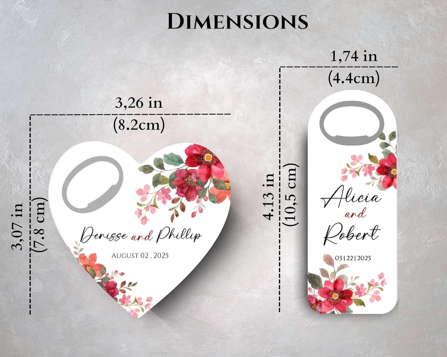 Wedding Bottle Opener Favors for Guests in Bulk, Hearts Shape Bottle Opener, Personalized Party Favors in Bulk, Wedding Favor Guests. 20 to 300 pcs. Custom Fridge Bottle Opener (Heart)