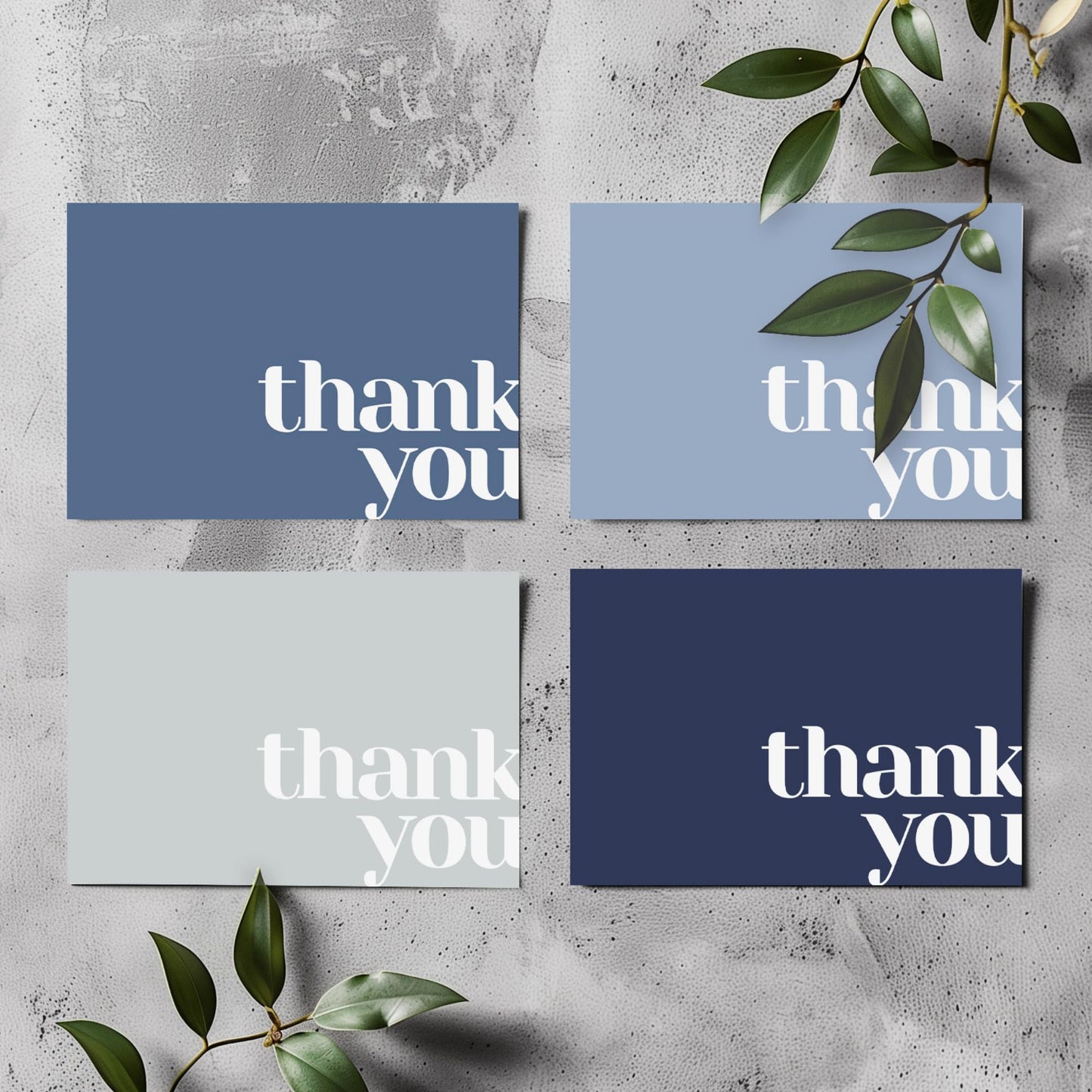 Paper Play Thank You Cards Bulk Pack of 40 Blue, 5x3.5 Inches with Matching Stickers & Envelopes