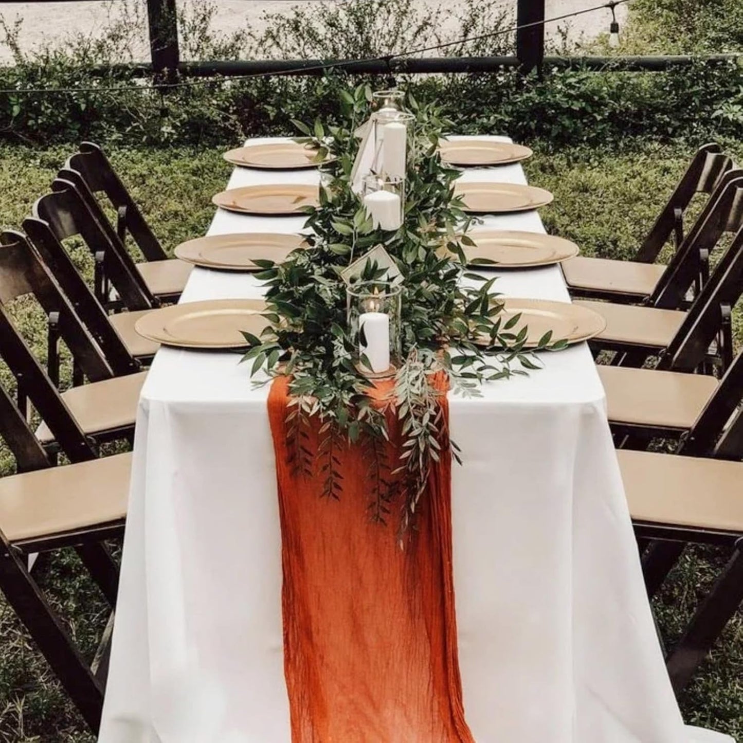 Hahuho Terracotta Cheesecloth Table Runner 10ft, Gauze Boho Rustic Table Runners for Wedding Birthday Party Baby Shower Decorations(1 Pack , 35x120 Inches)