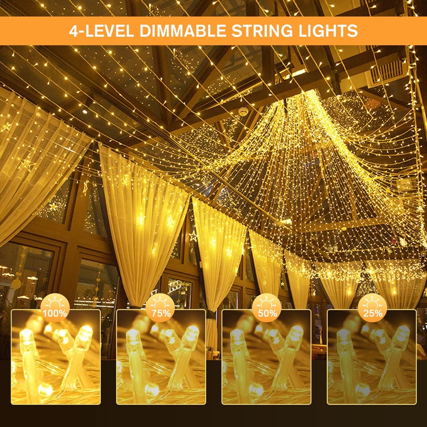 JMEXSUSS 500 LED Color Changing Christmas Lights, 163FT Warm White & Multicolor String With Remote, Plug-in for Tree House Indoor Outdoor Xmas Decor