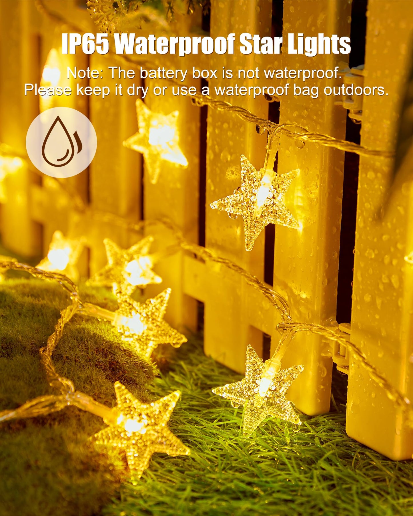Minetom Star String Lights Battery Operated - 17 ft 50 LED Star Fairy String Lights with Timer